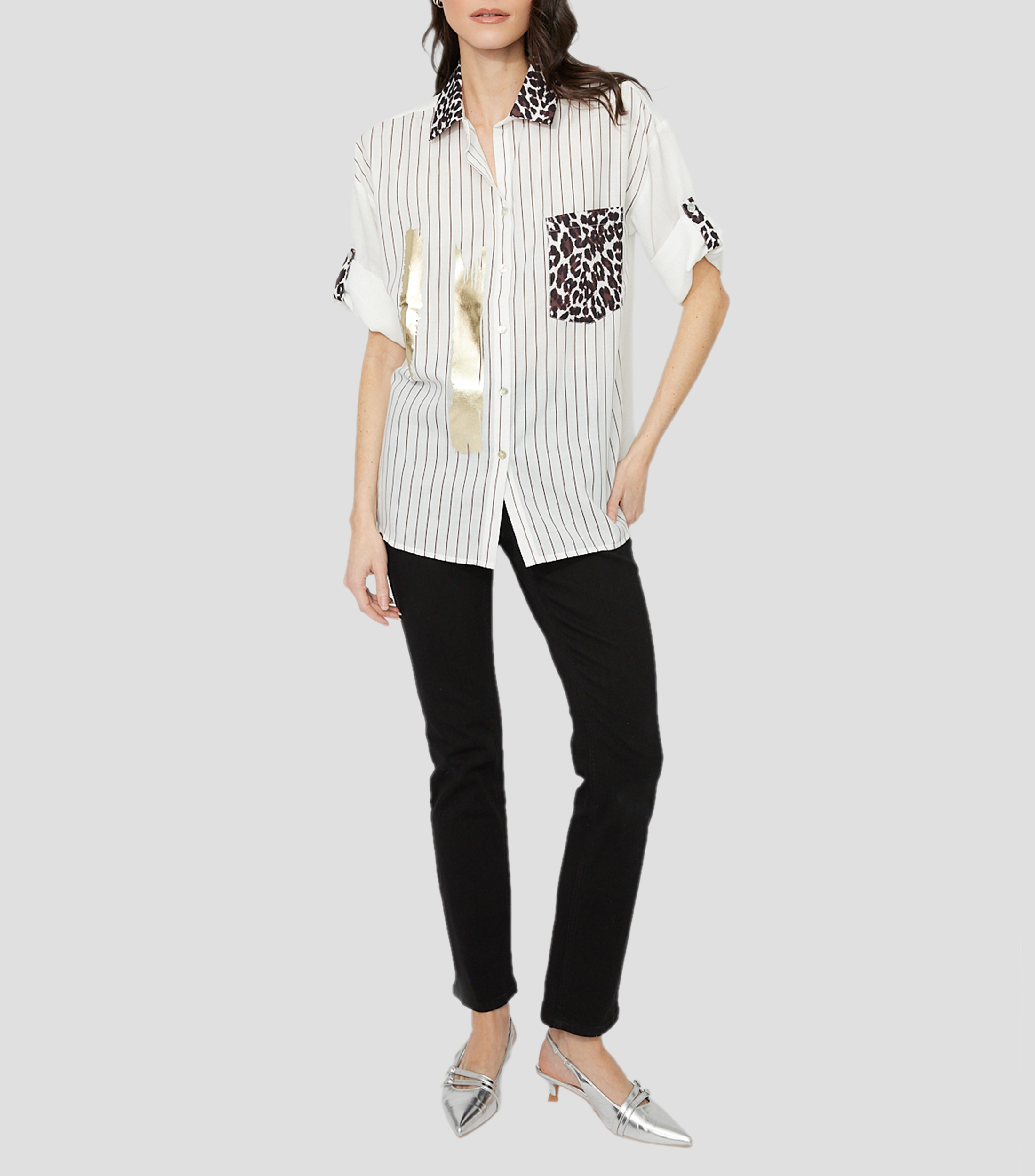 Camisa estampada manga larga Mujer