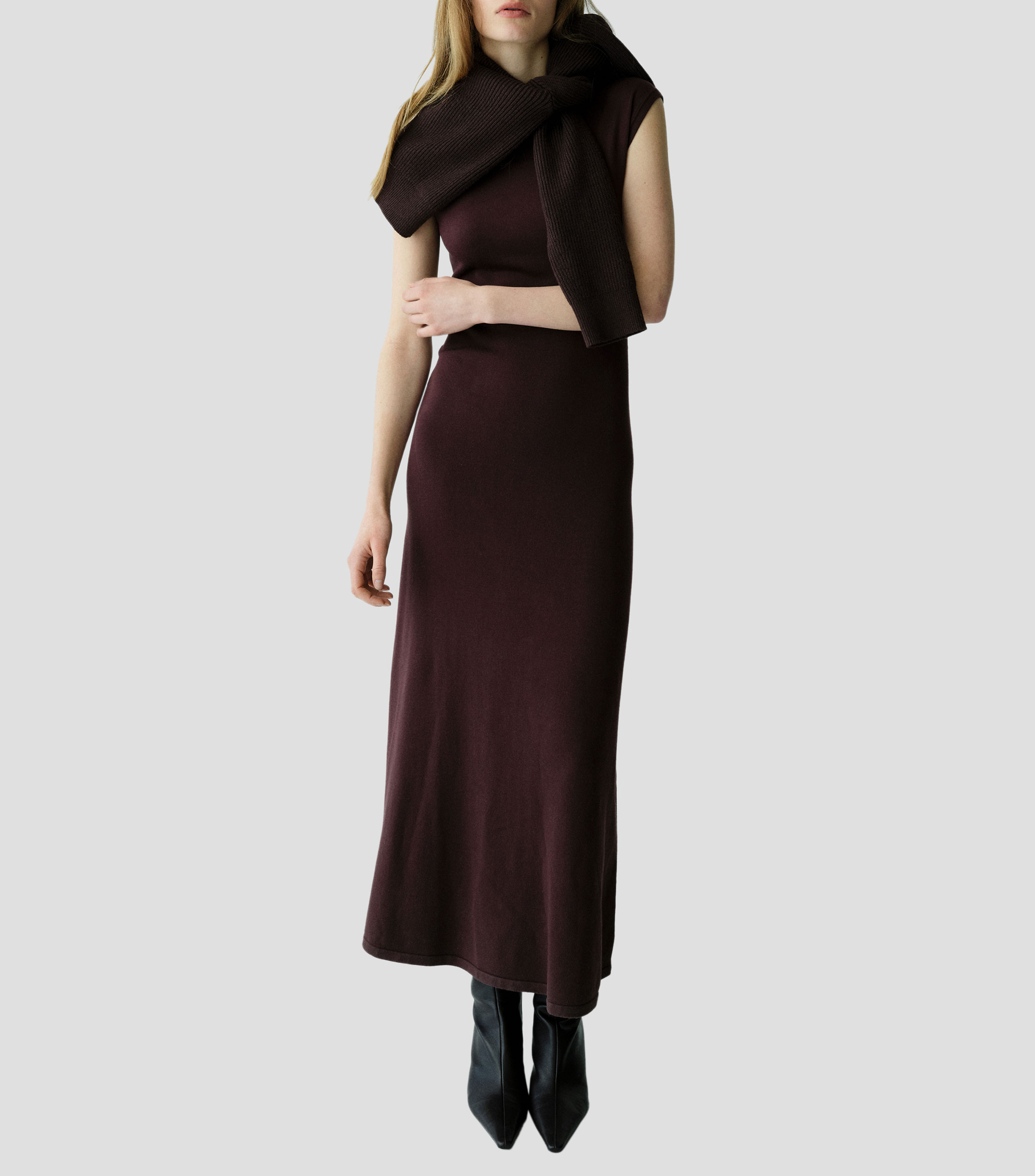 Vestido largo liso Mujer