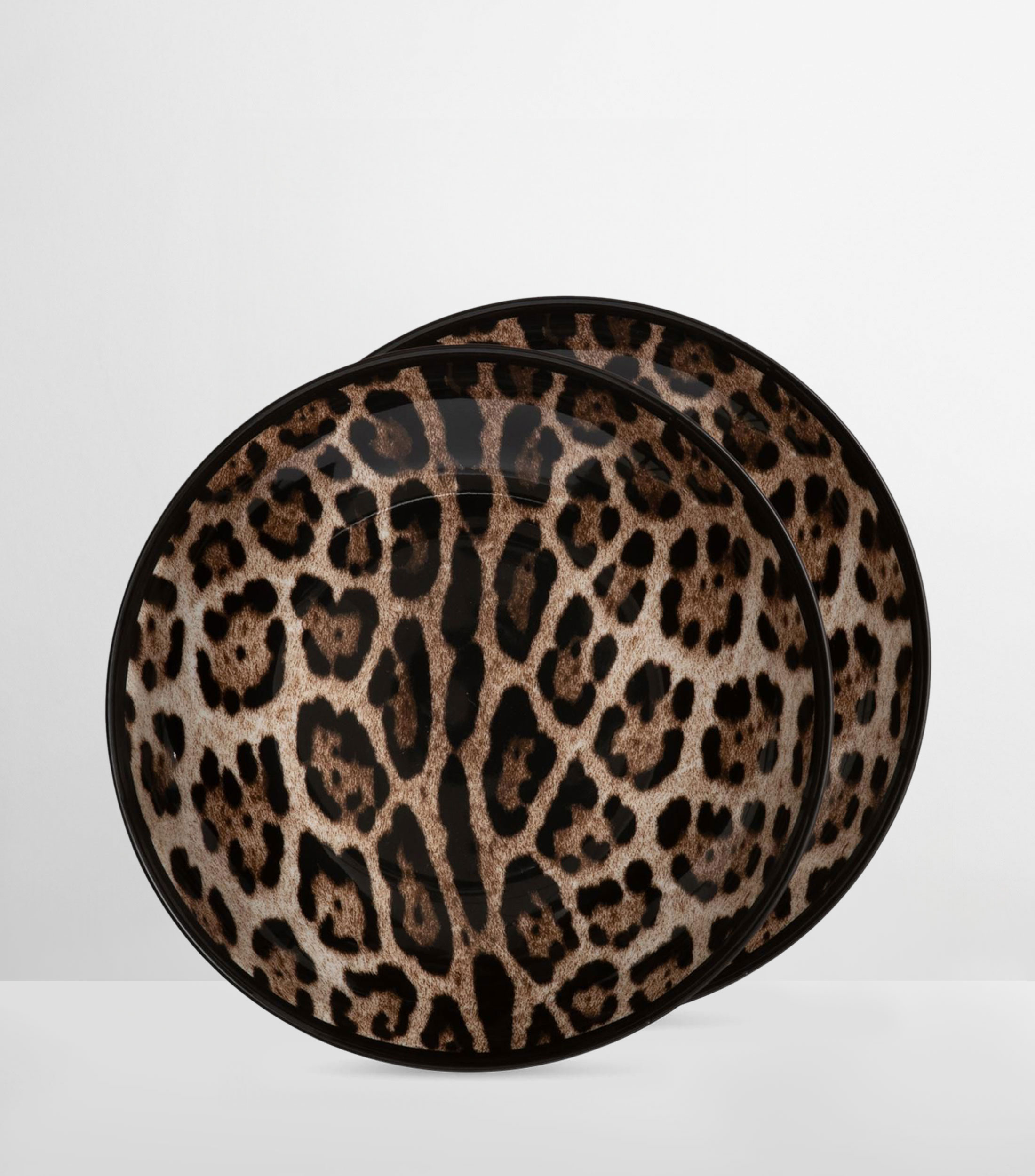 Set 2 platos hondos leopardo de porcelana