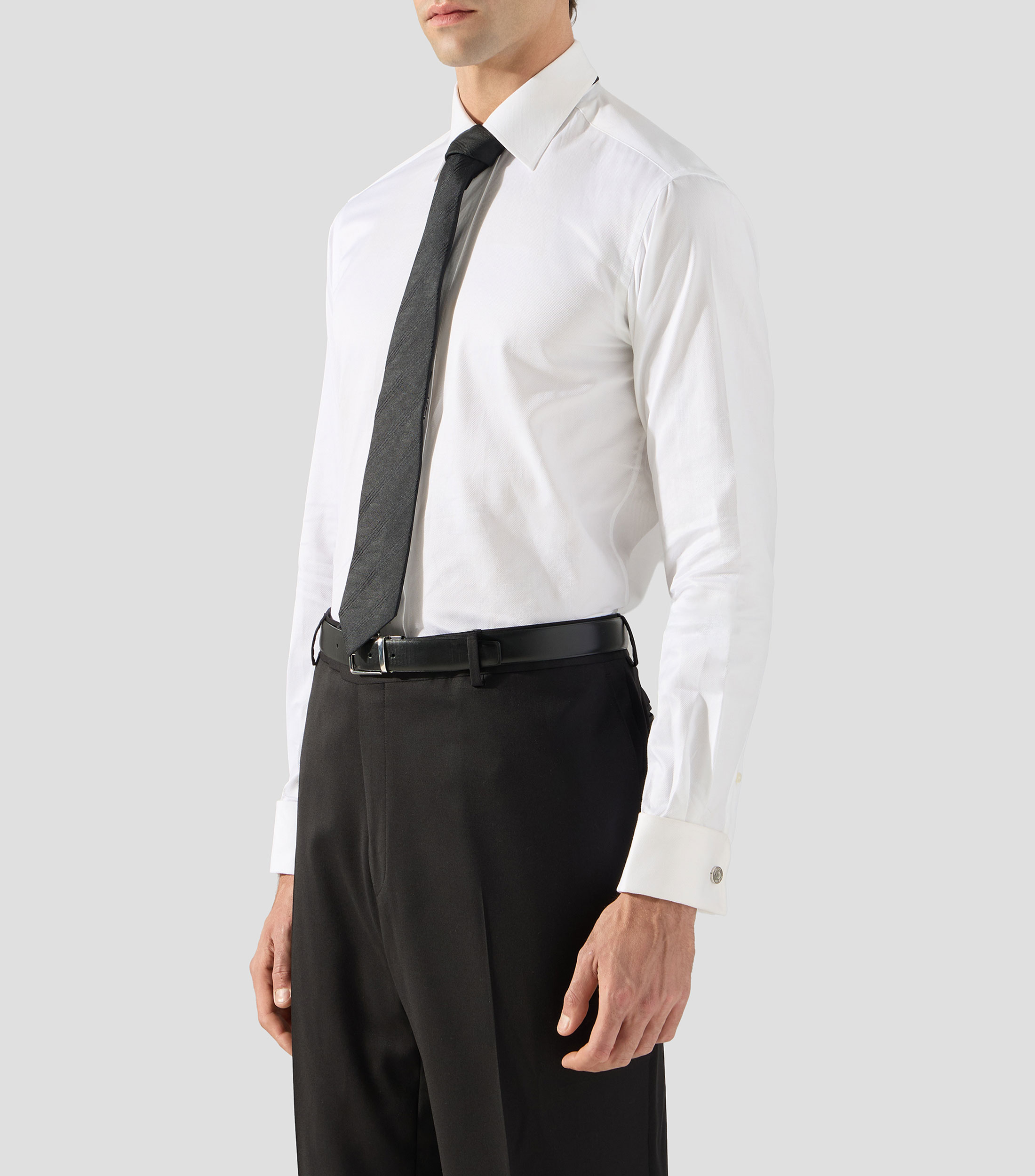 Camisa de vestir lisa con manga larga Hombre