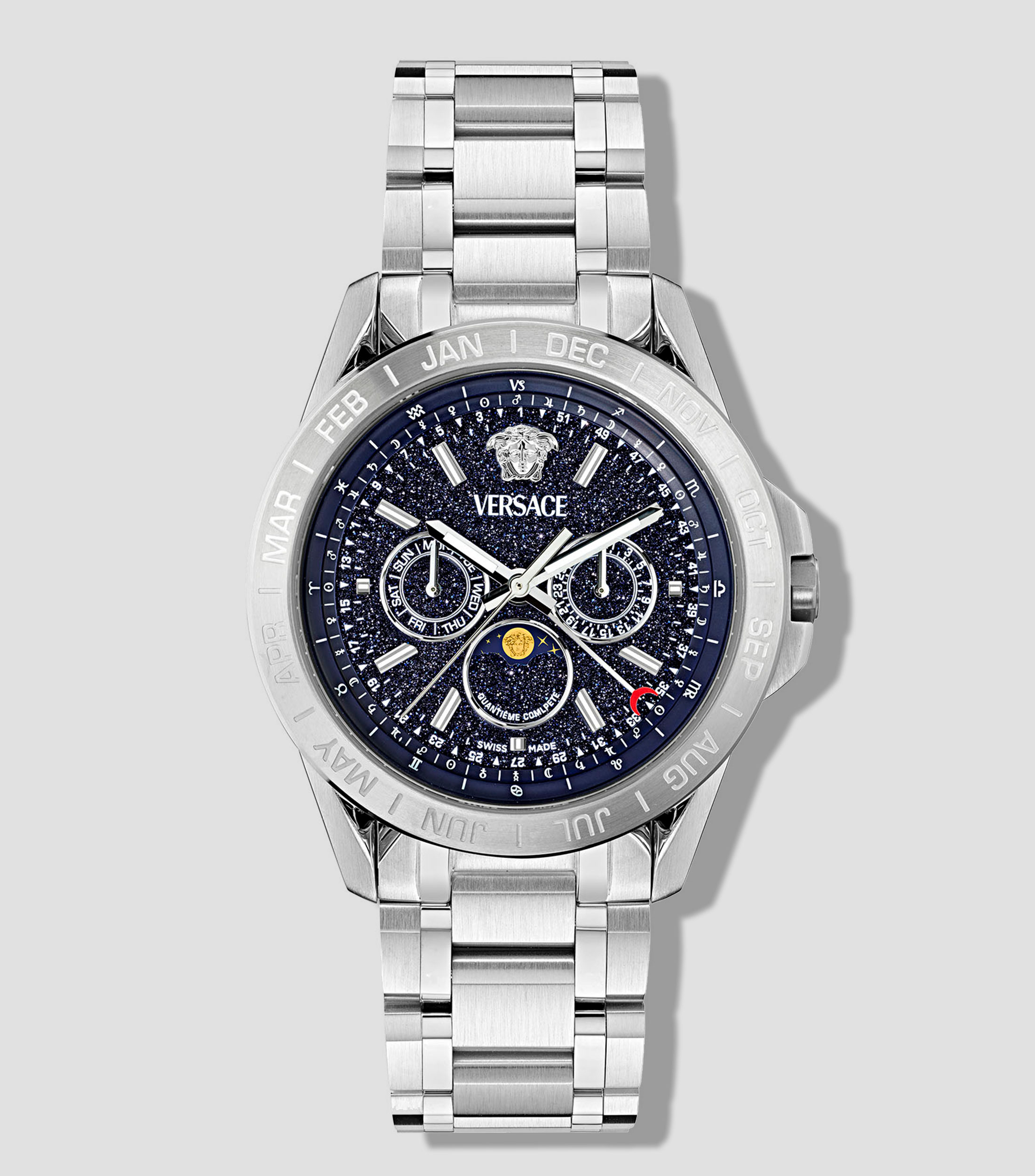 Reloj para Hombre Galaxy Moonphase Casual, Plateado