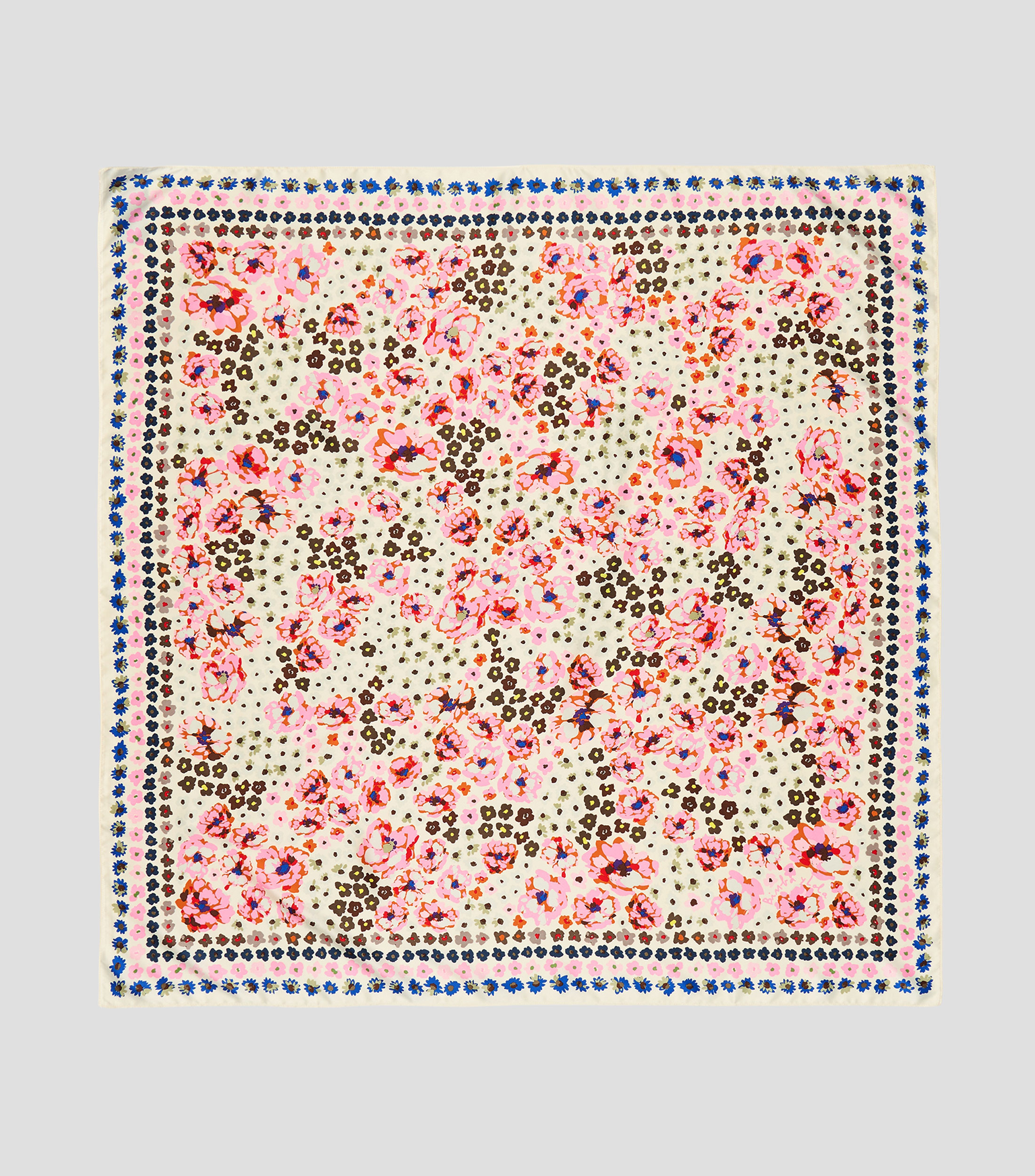 Pañuelo flores acuarela blanco roto Mujer