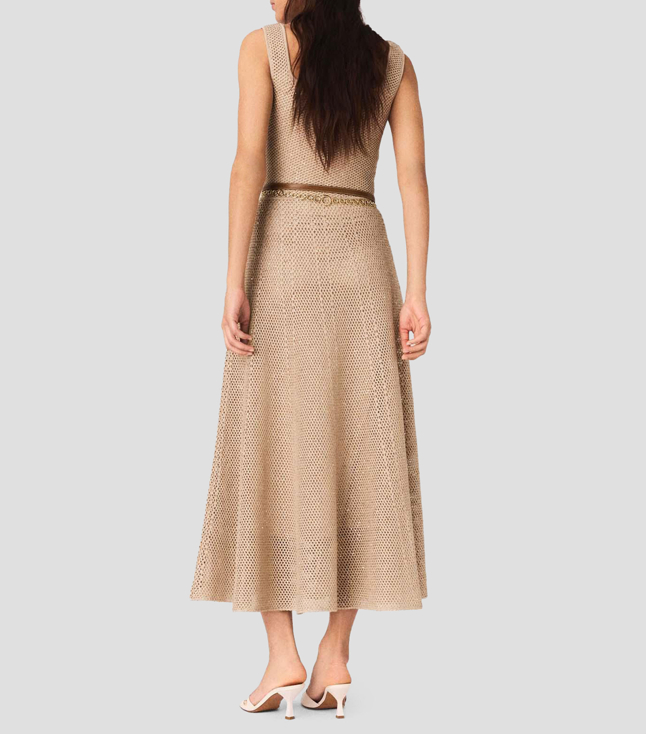 Vestido largo con microdiseños Mujer