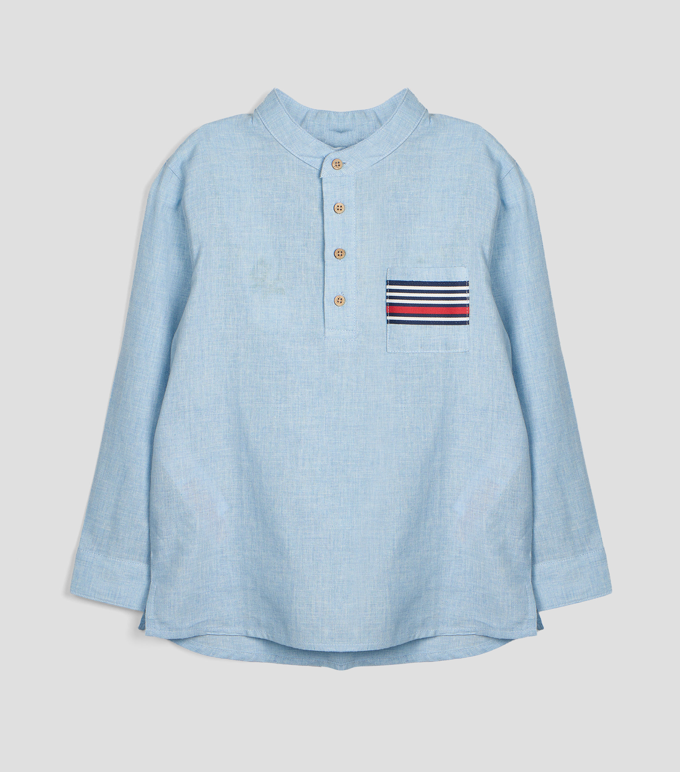 Camisa jaspeada cuello mao manga larga Niño