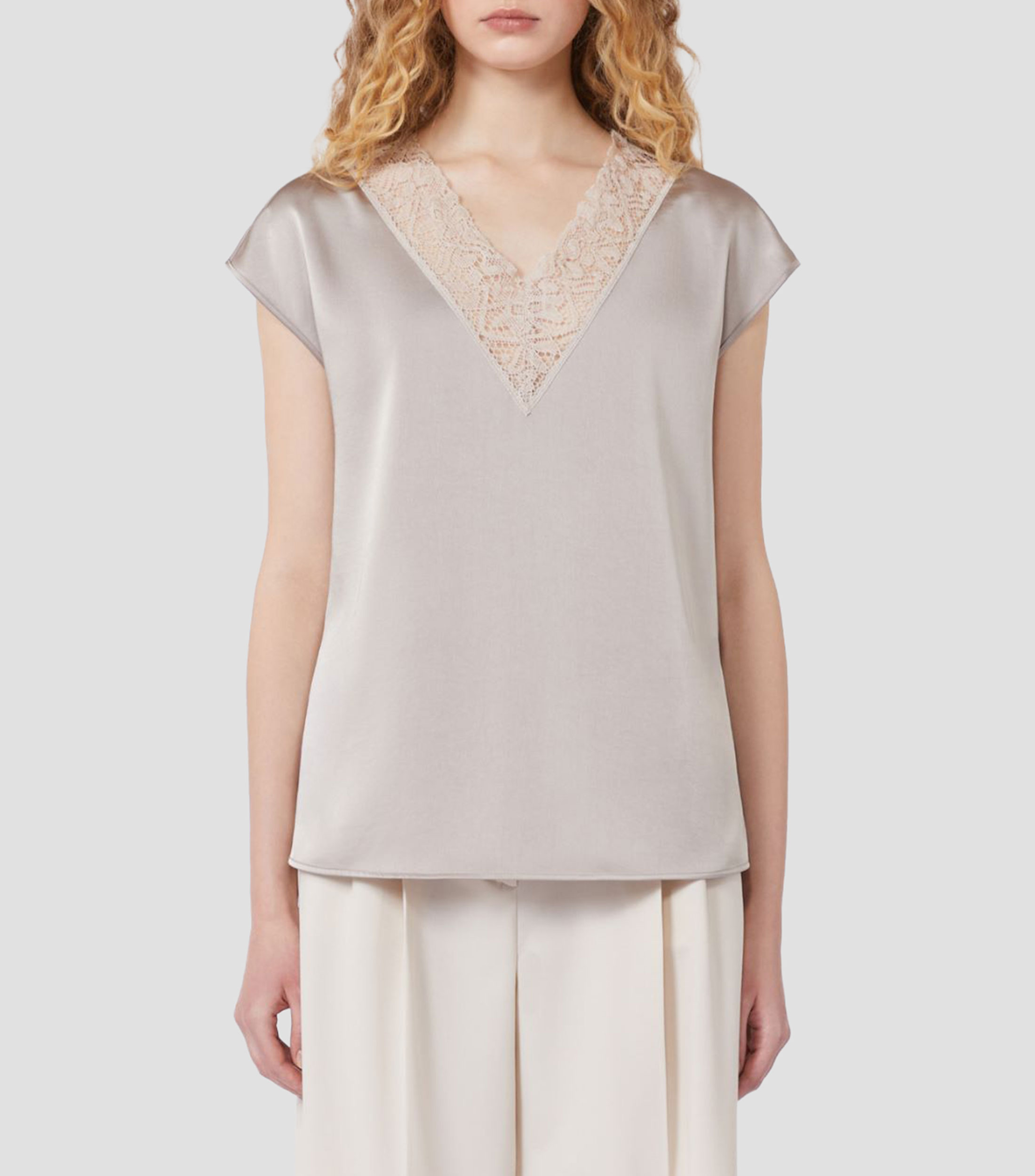 Blusa lisa manga corta Mujer