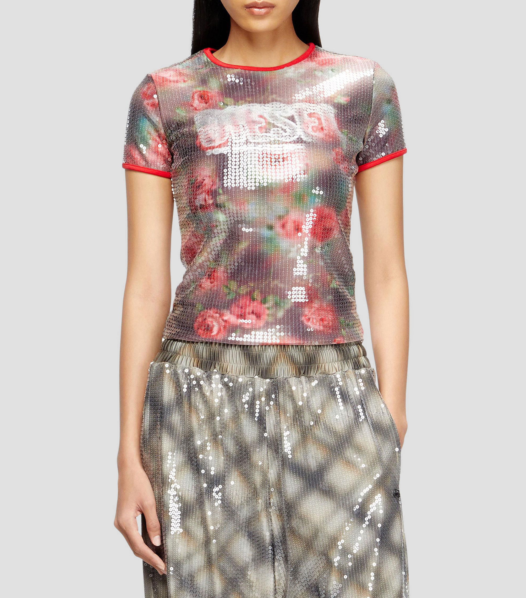 Top cuello redondo manga corta Mujer