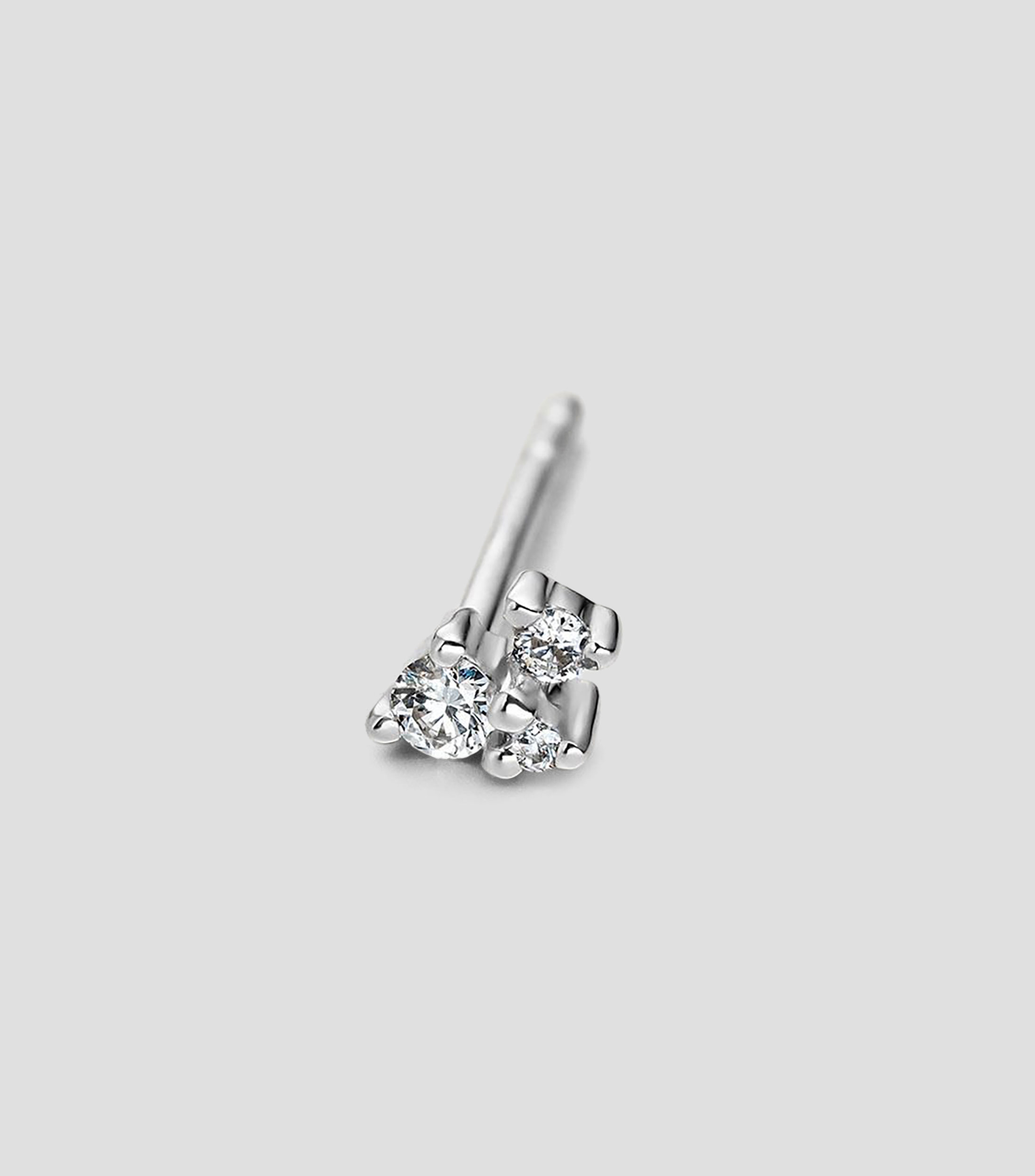 Pendiente individual en oro blanco de 18 kilates con diamantes Mic Mujer