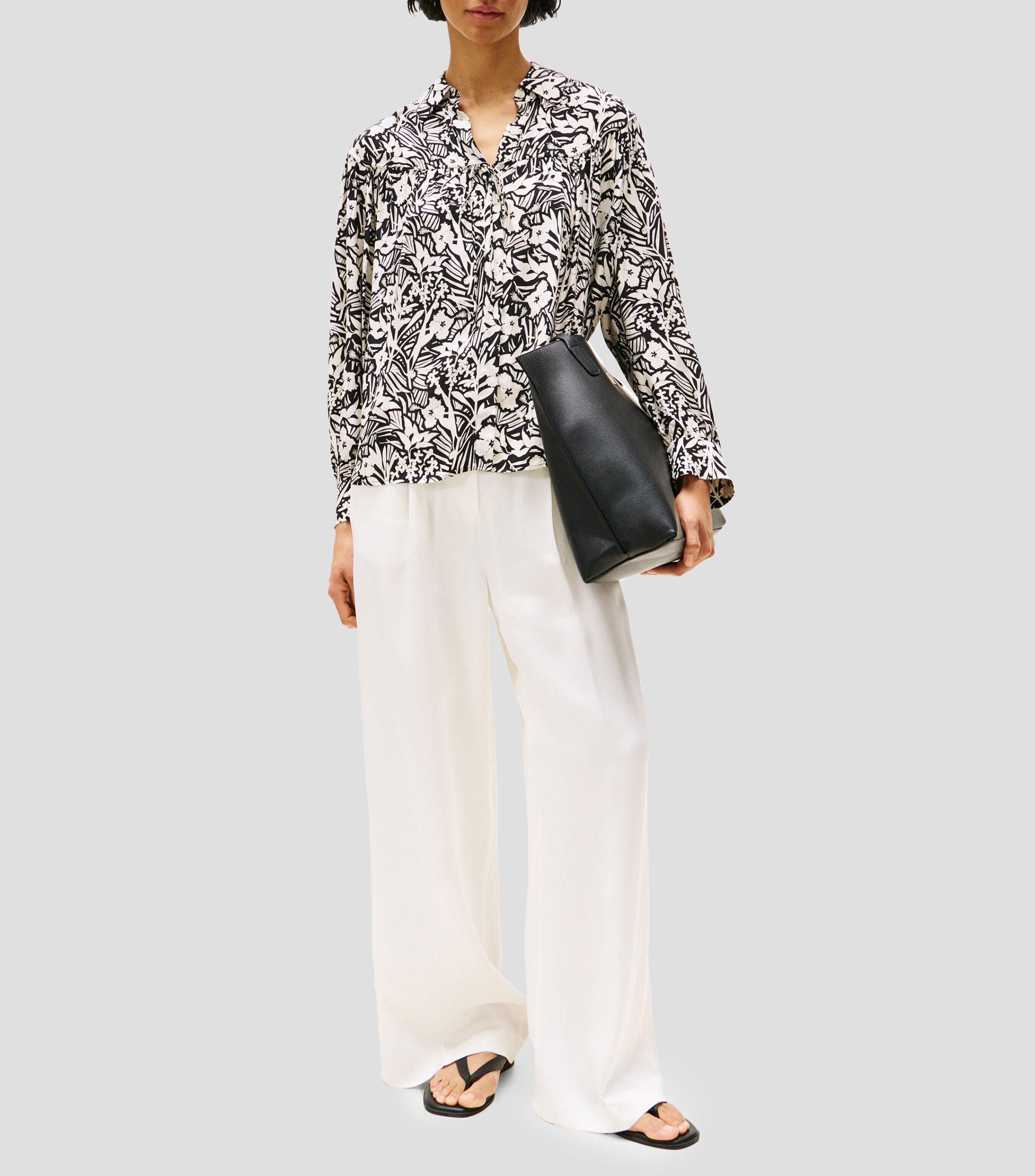 Blusa Jacquard manga larga Mujer
