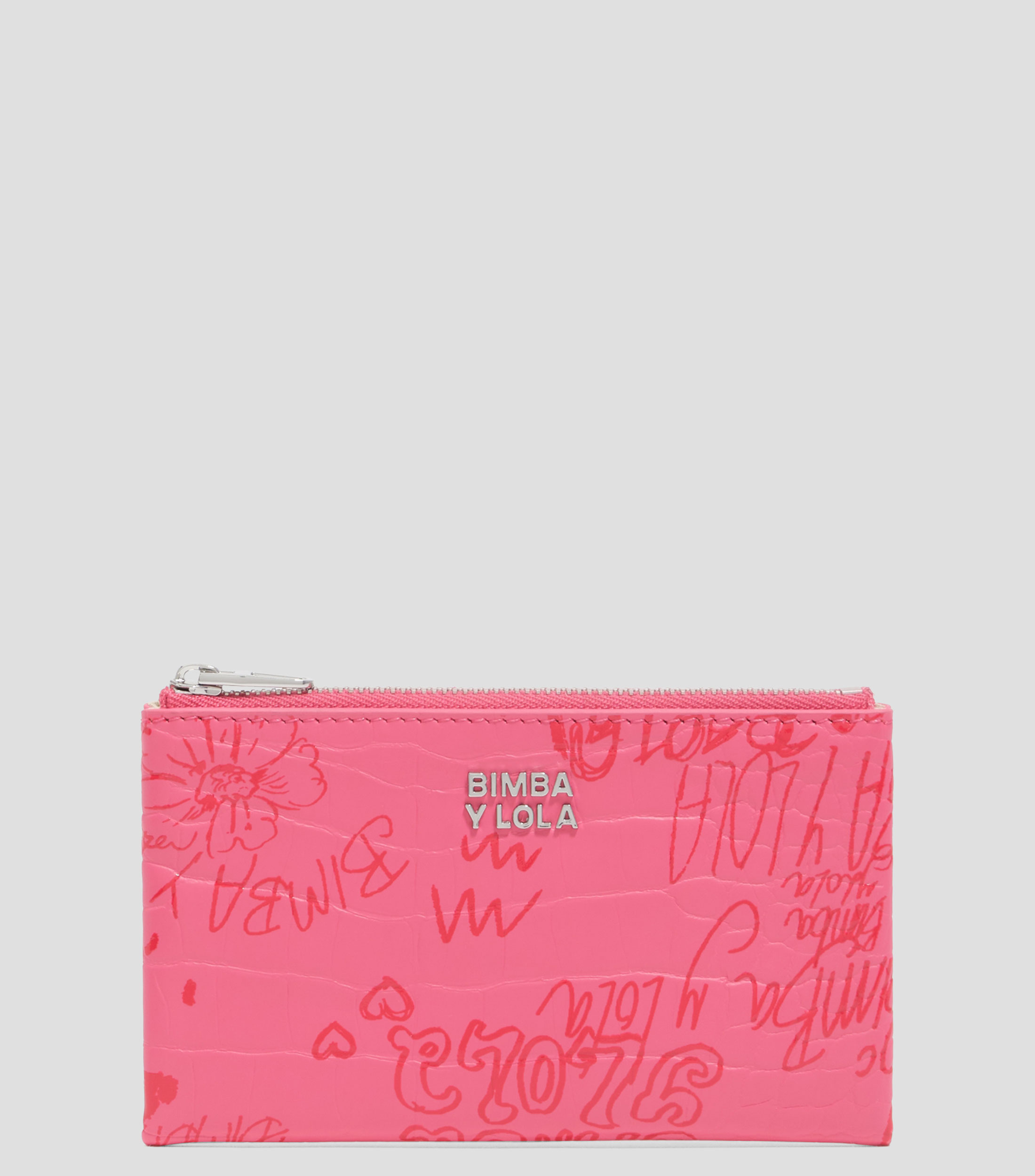 Monedero textura brillo print Bimba logos rosa baya Mujer