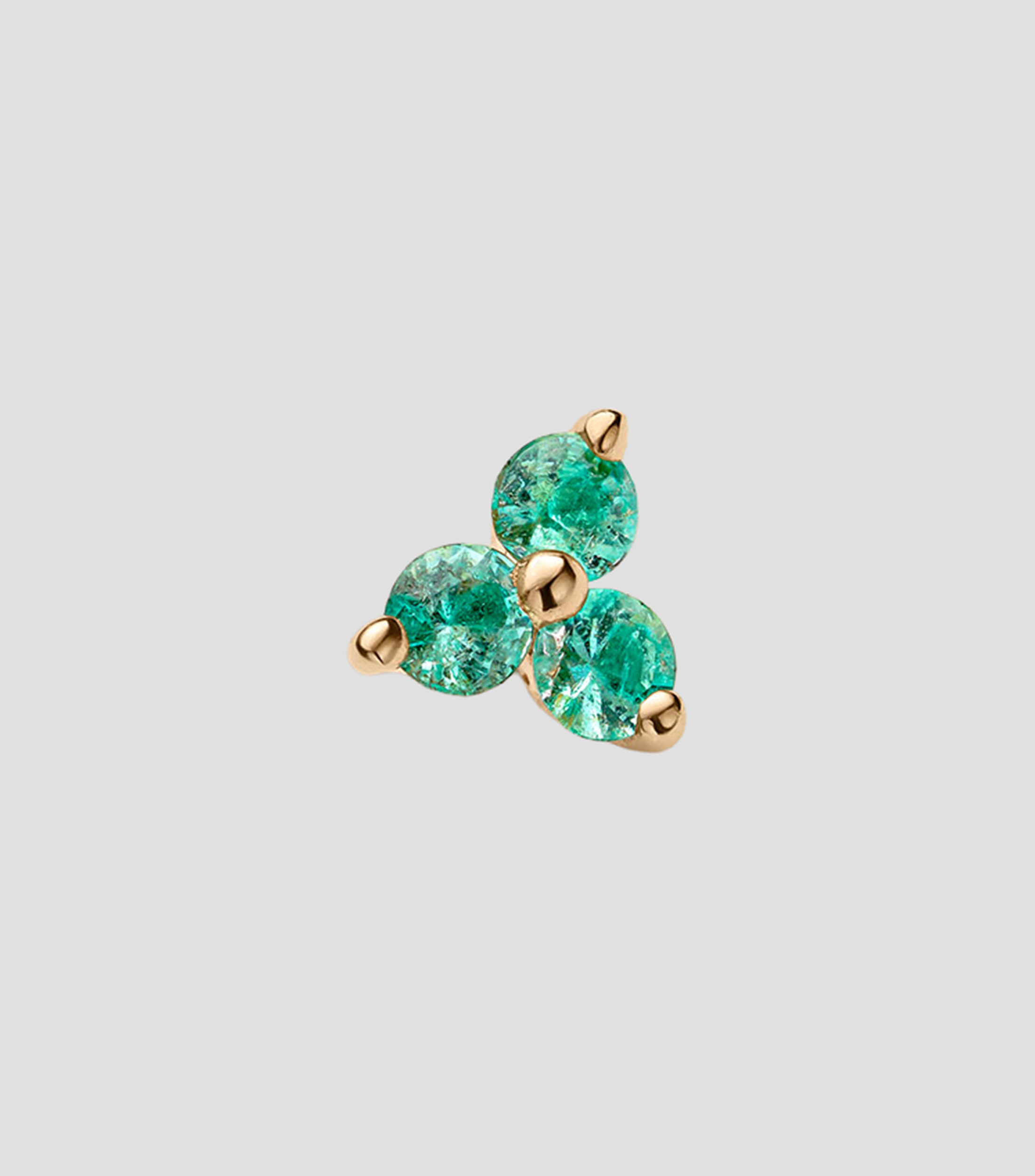 Arete en oro amarillo de 9 kilates con esmeraldas Great Three Mujer