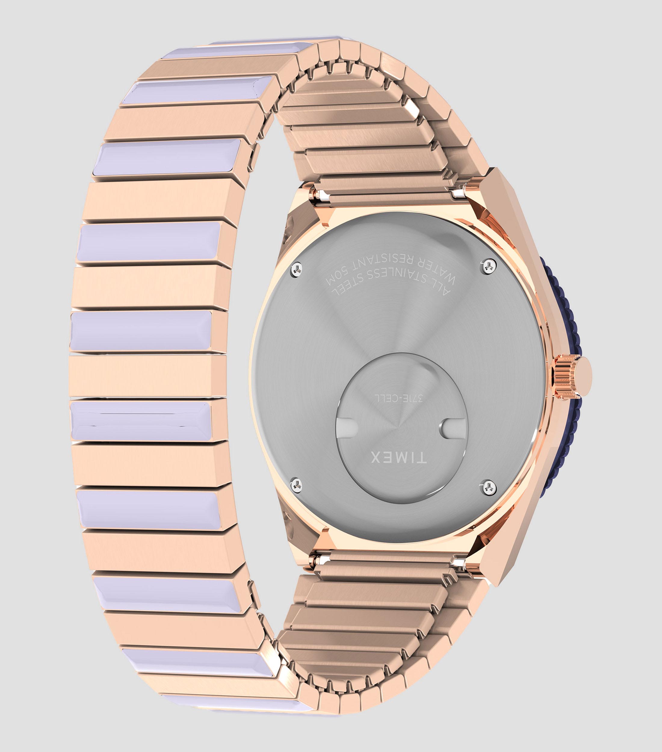 Reloj para Mujer Q, Moderno, Purpura, Oro Rosa