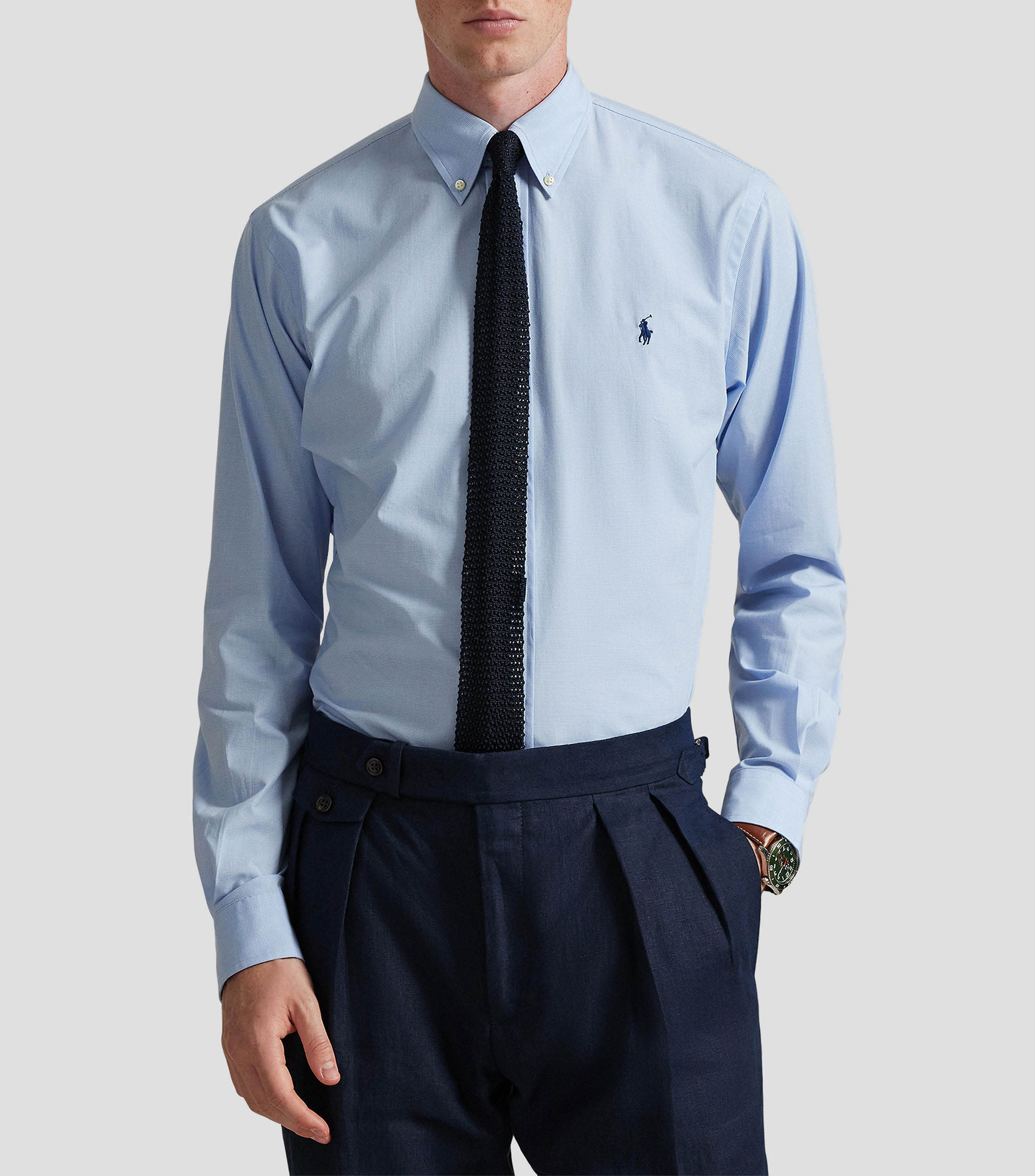 Camisa con microdiseño manga larga Hombre