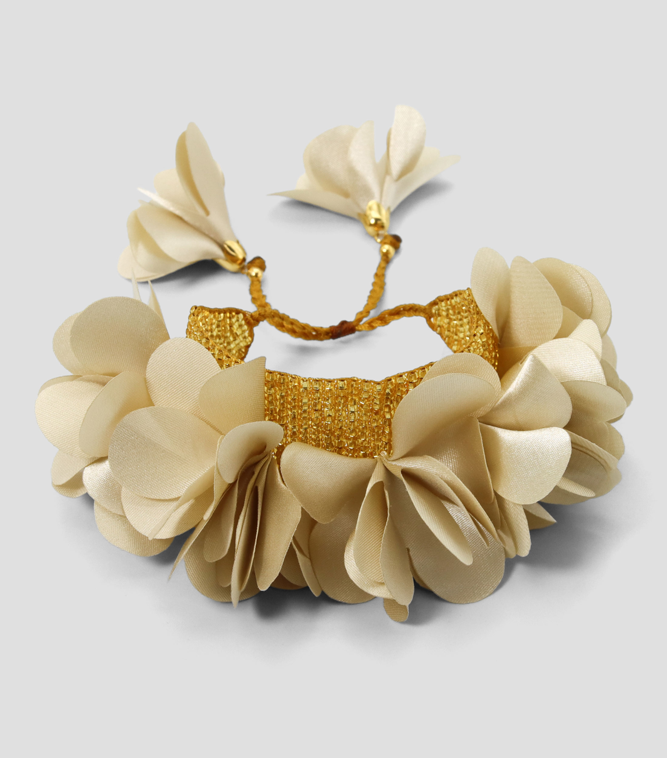 Pulsera ajustable beige con flores Mujer