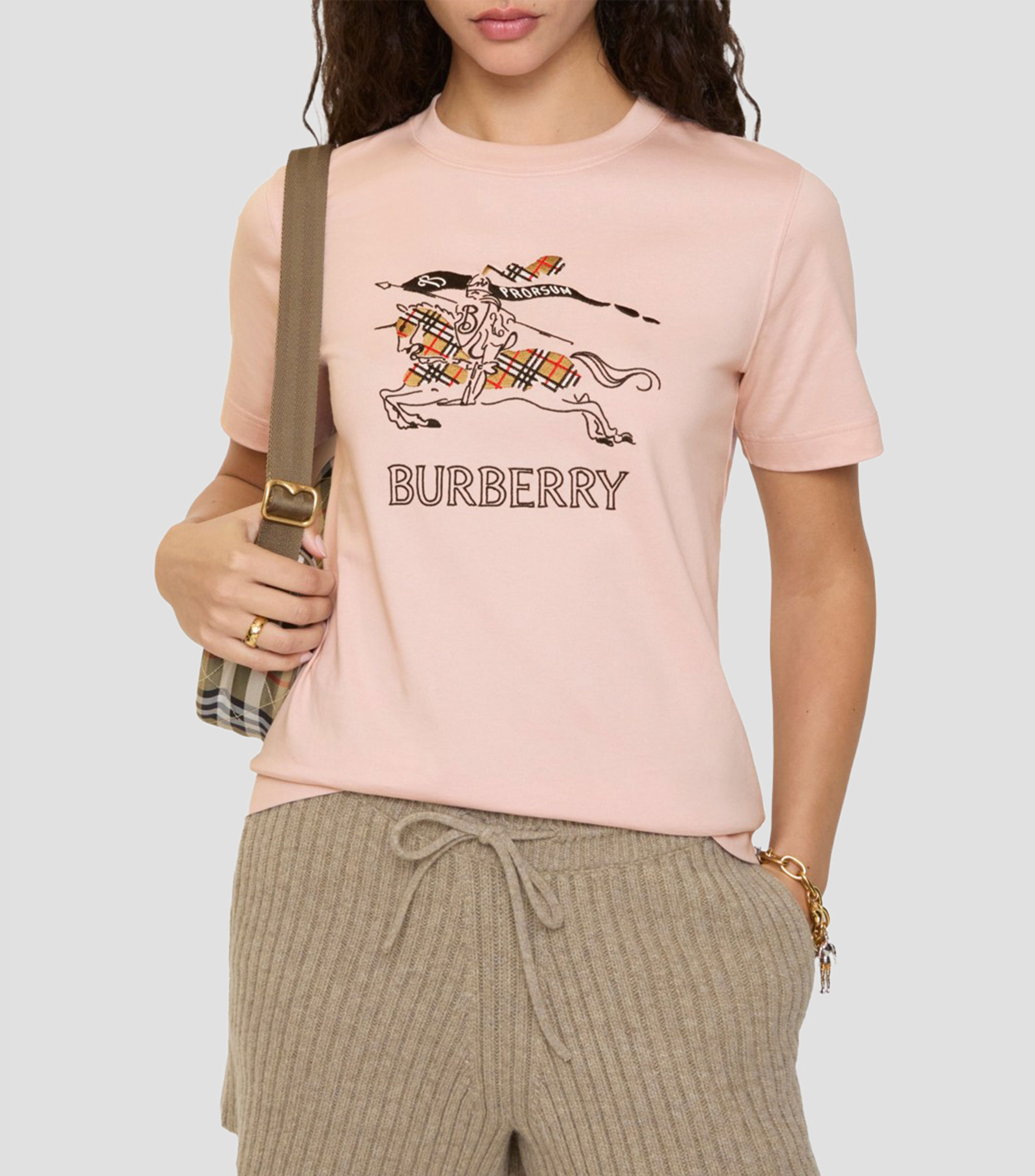 Playera cuello redondo manga corta con estampado Mujer
