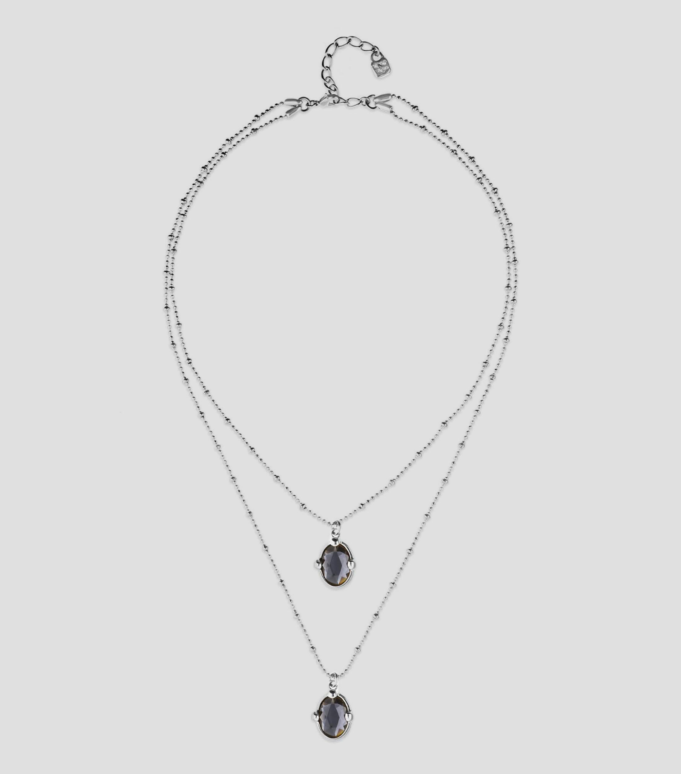 Collar doble con dije de cristal Mujer