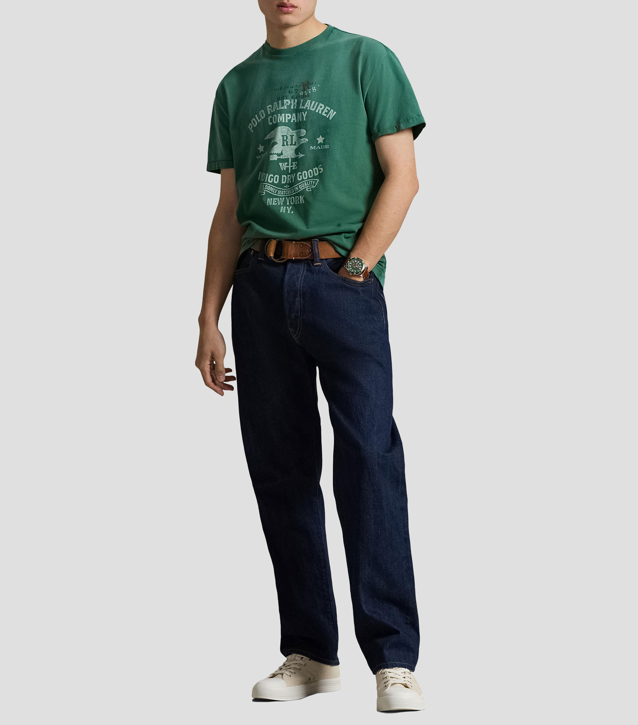 Playera cuello redondo manga corta estampada Hombre