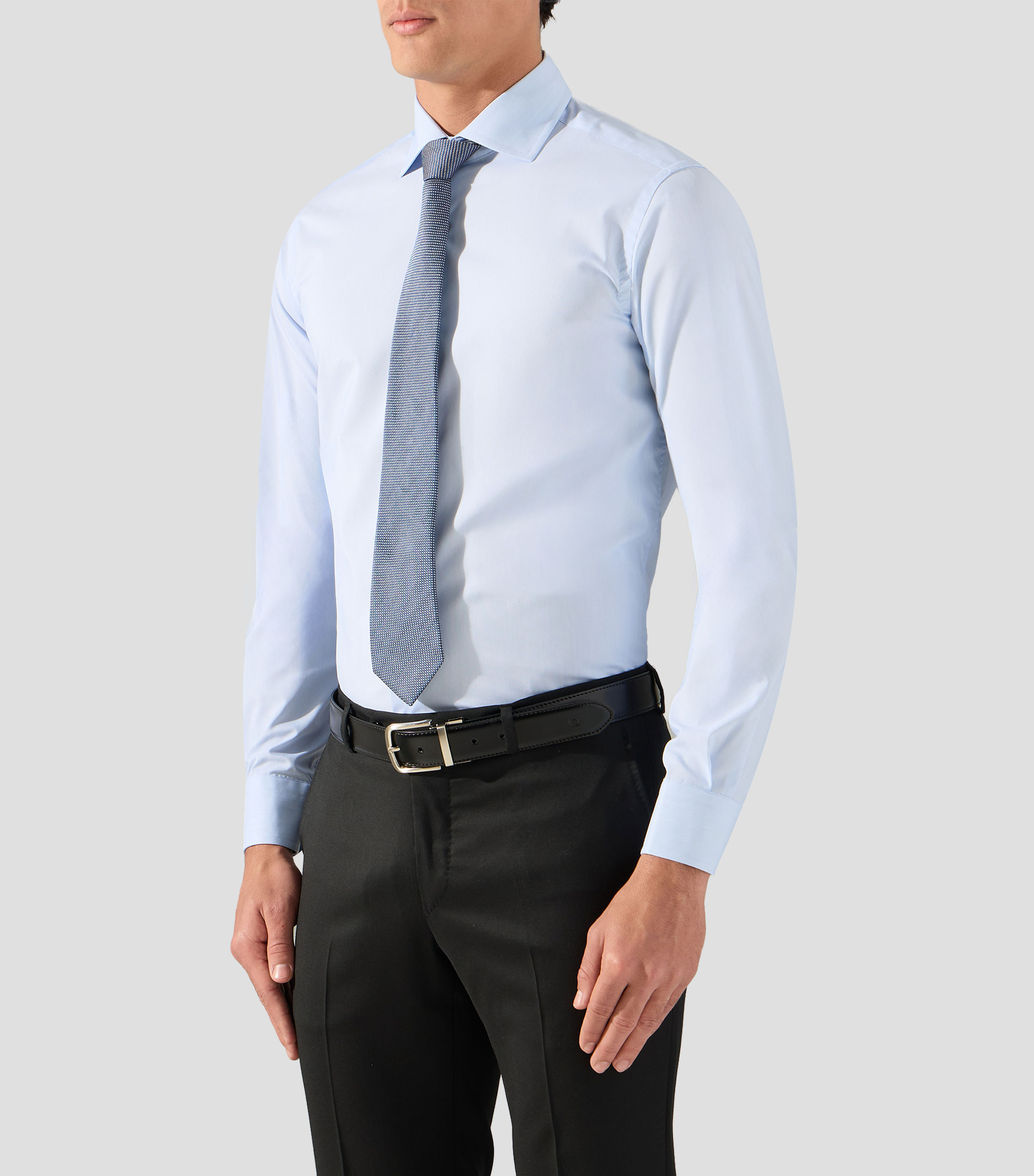 Camisa de vestir lisa con manga larga Hombre