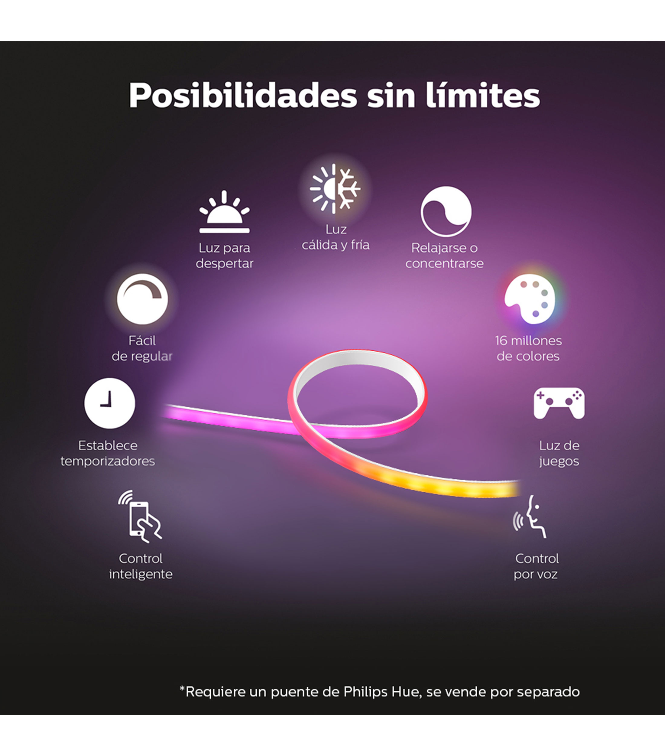 Tira LED Inteligente Philips Hue gradiente para televisiones de 75 pulgadas