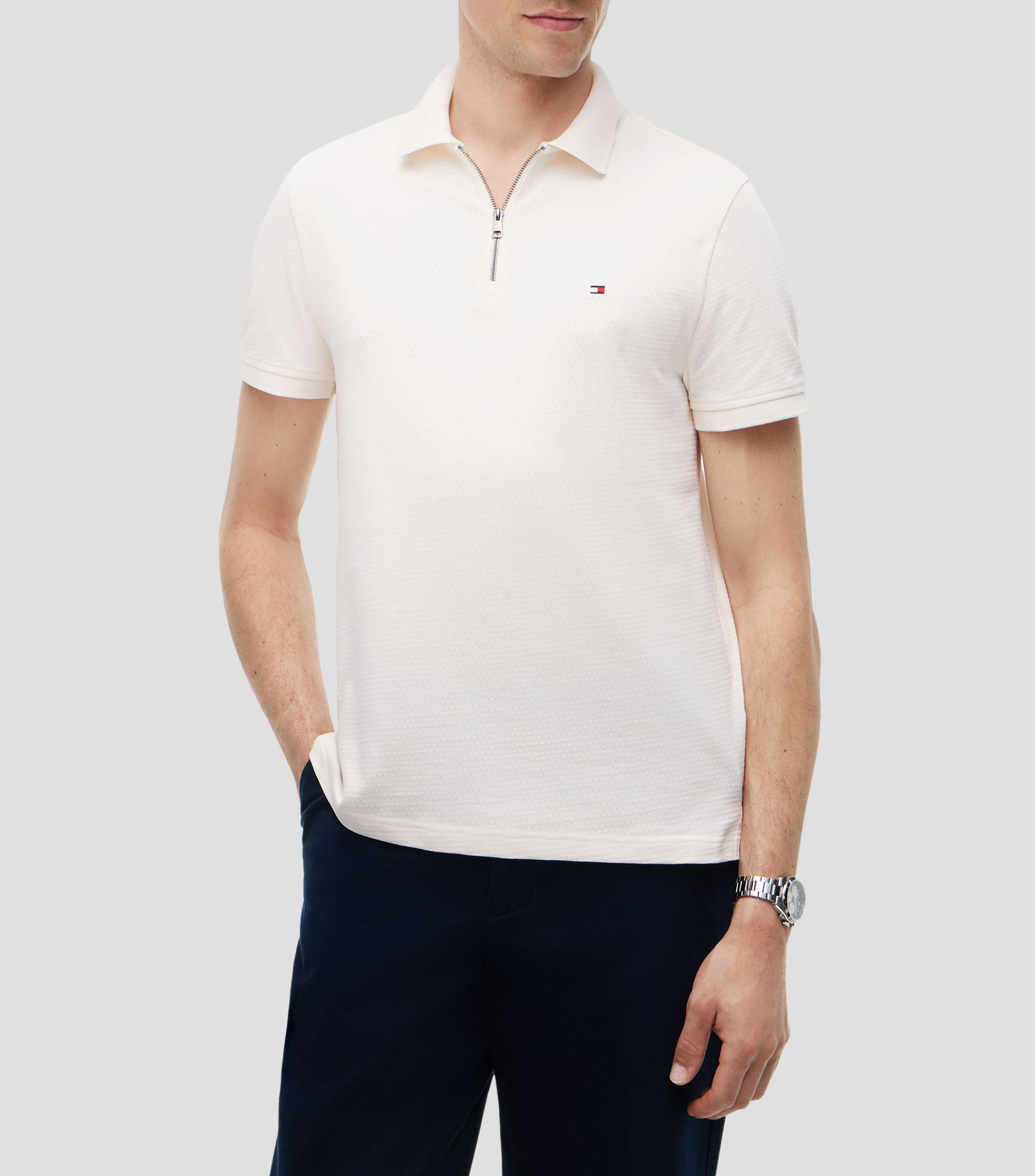 Playera tipo polo manga corta sólida Hombre