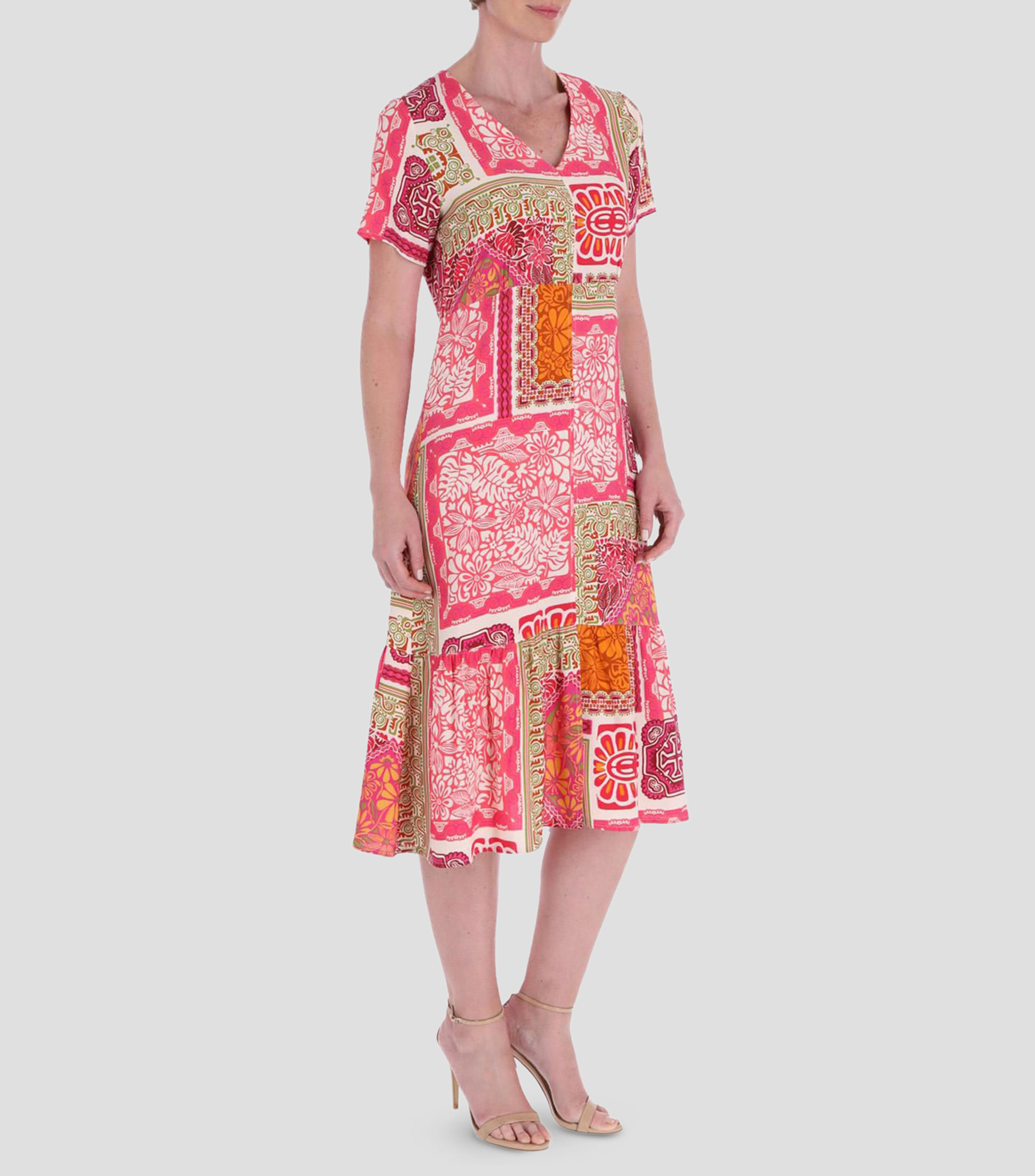 Vestido midi estampado línea Petite Mujer