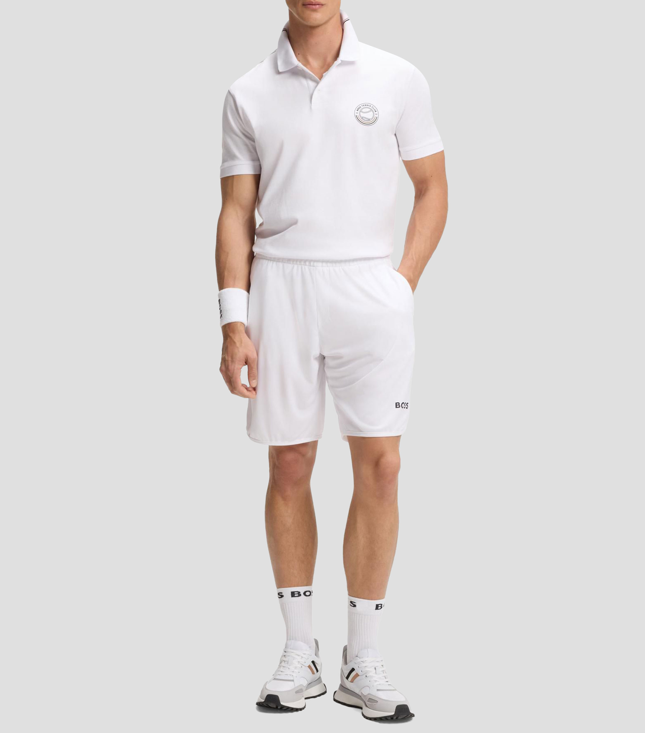 Polo de algodón elástico con un logo inspirado en el tenis Hombre