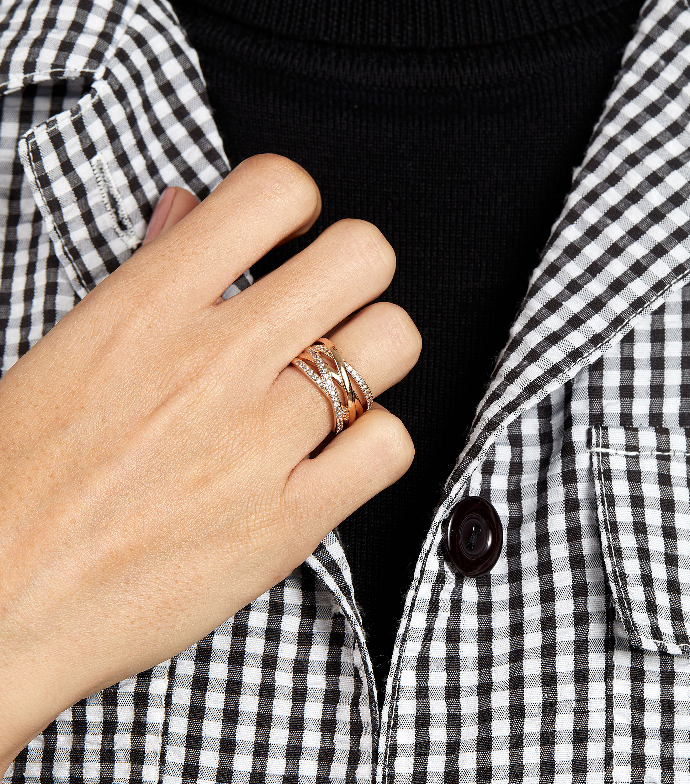 Anillo ancho Rose con circonitas Mujer Talla 54