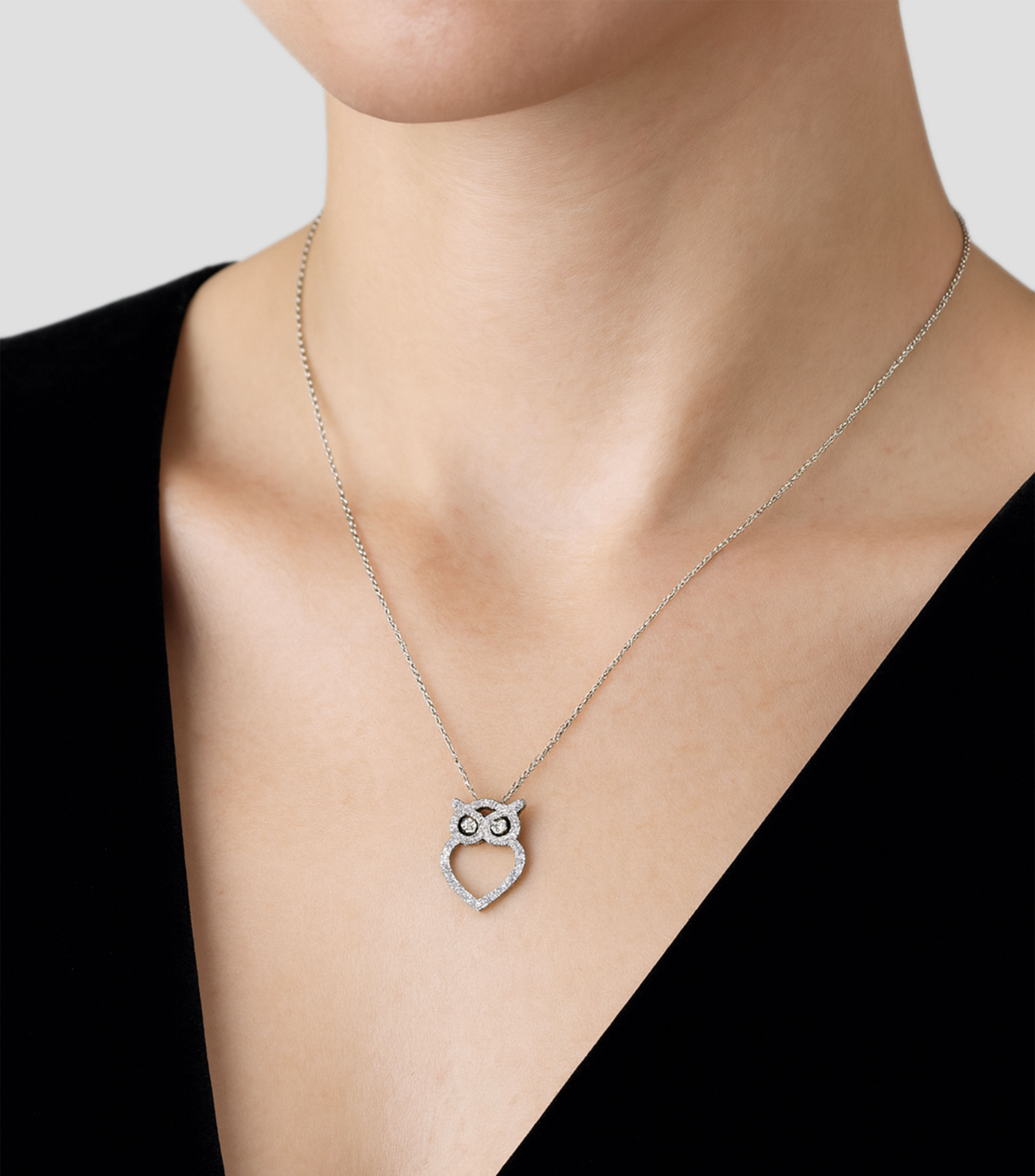 Collar Tiny Treasures en oro blanco de 18 kilates con diamantes Mujer