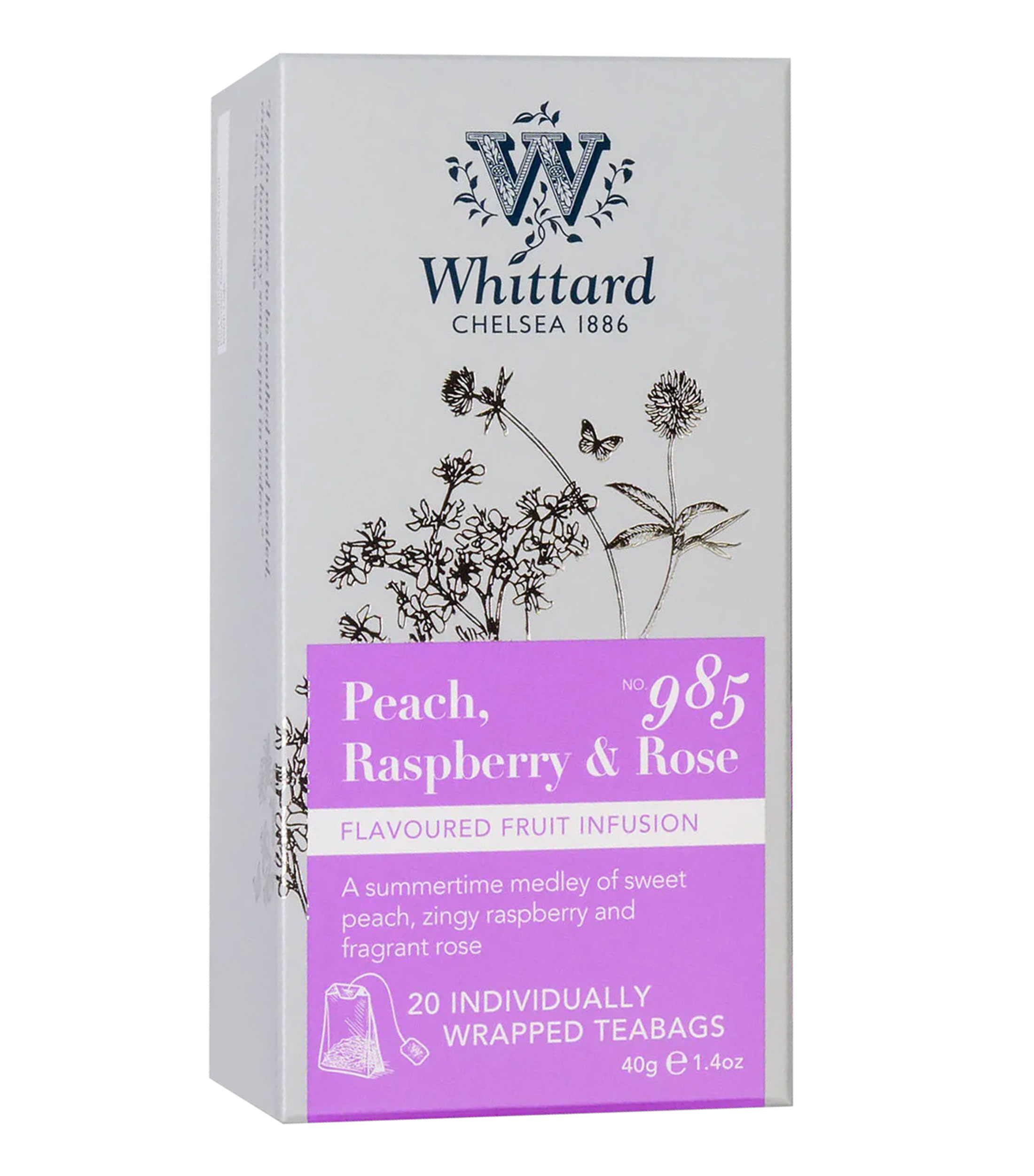 Whittard Té Peach Raspberry & Rose 20 Piezas, 40 g - El Palacio de Hierro