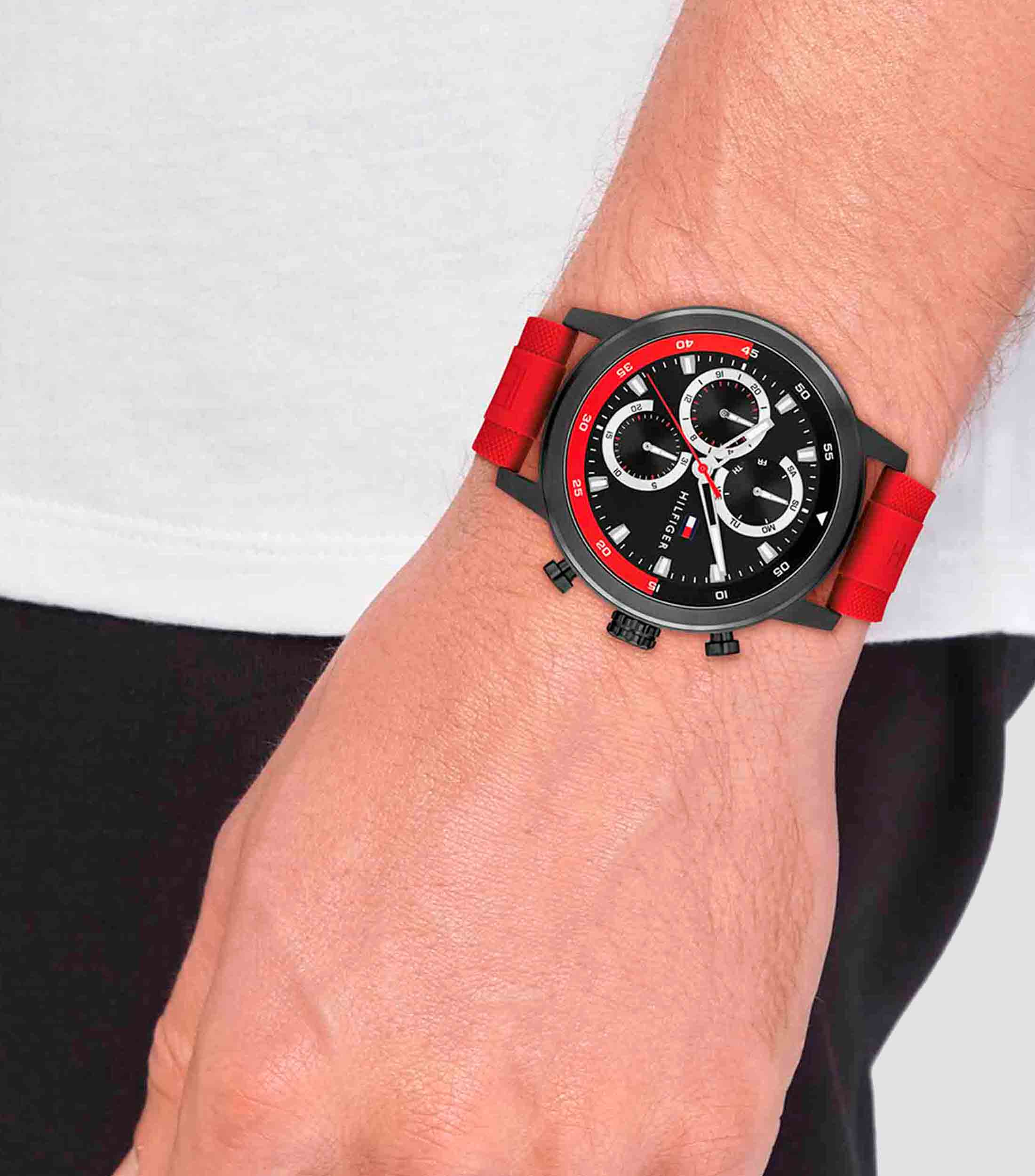 Reloj para Hombre Rocky Casual Negro, Rojo