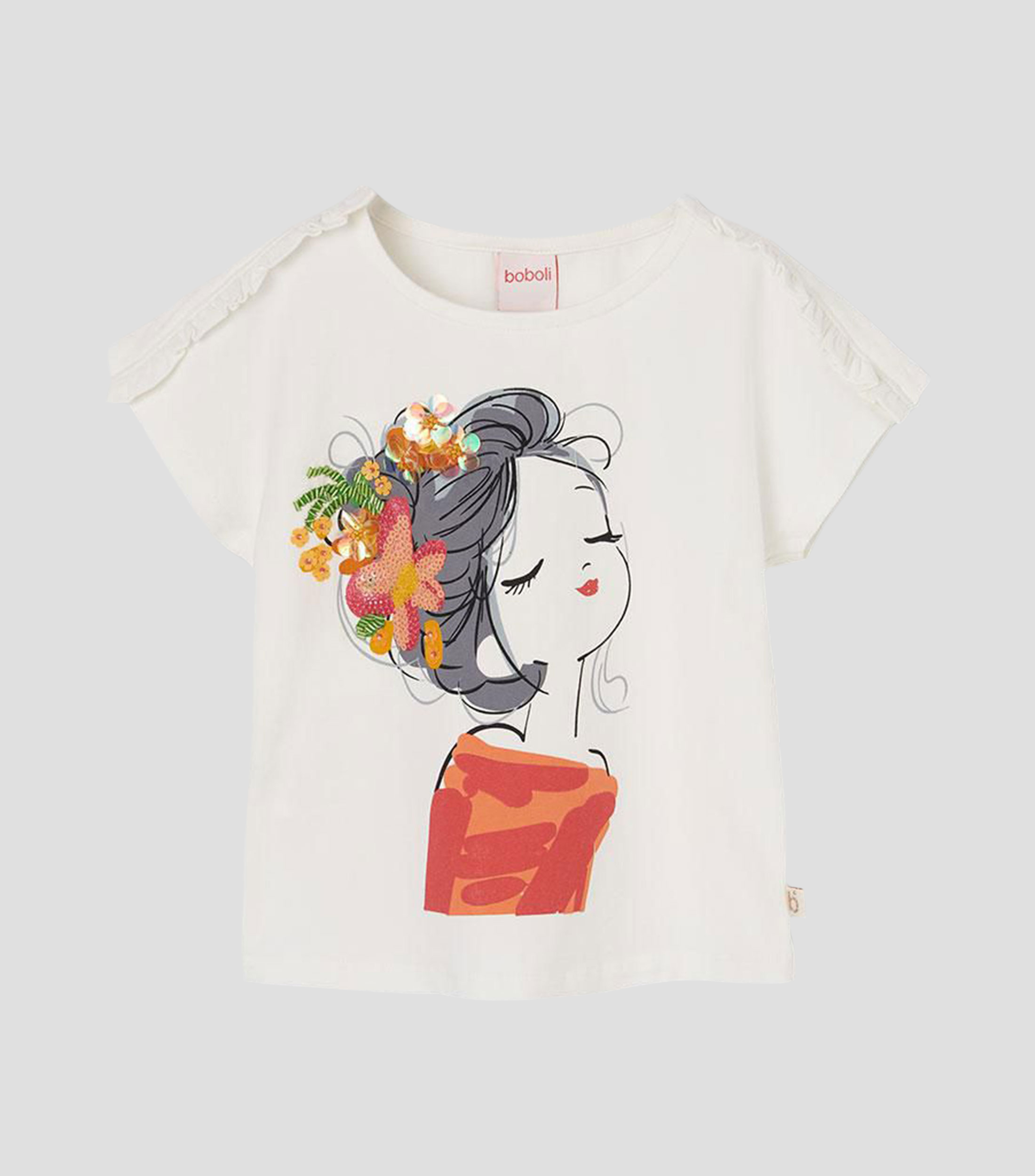 Playera cuello redondo manga corta estampada Niña