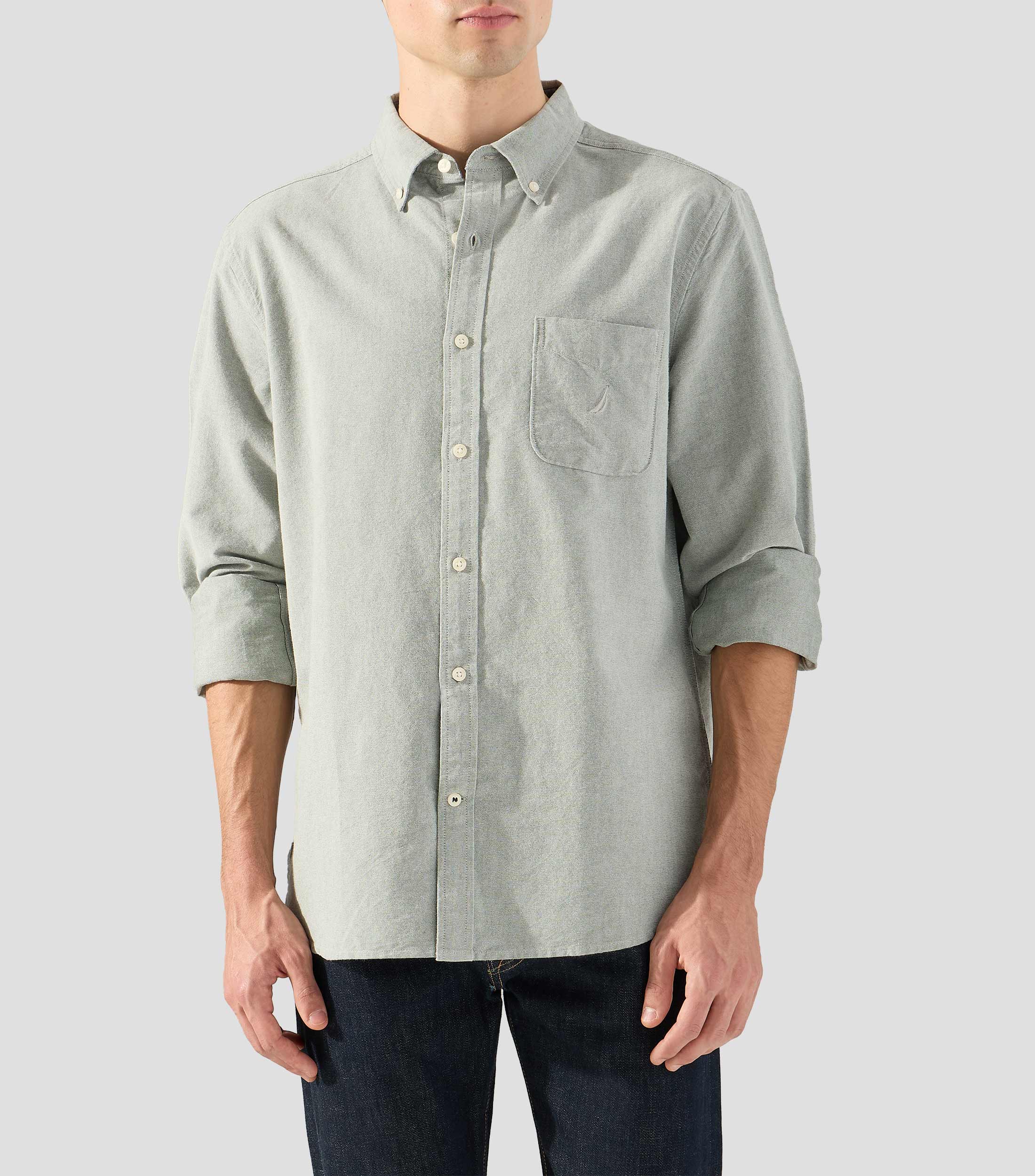 Camisa lisa con manga larga Hombre