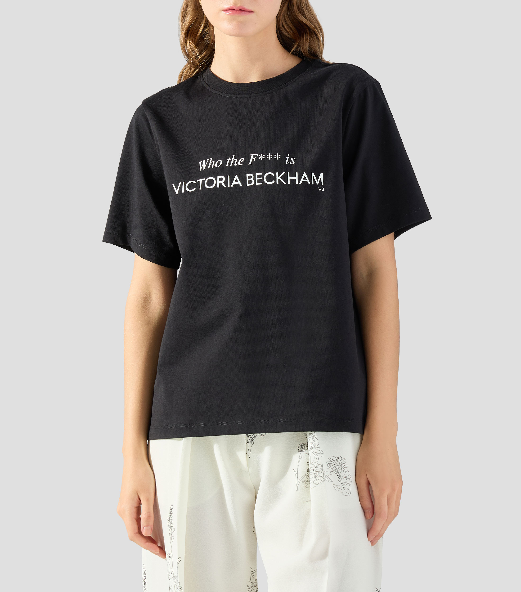 Playera de cuello redondo con manga corta estampada Mujer
