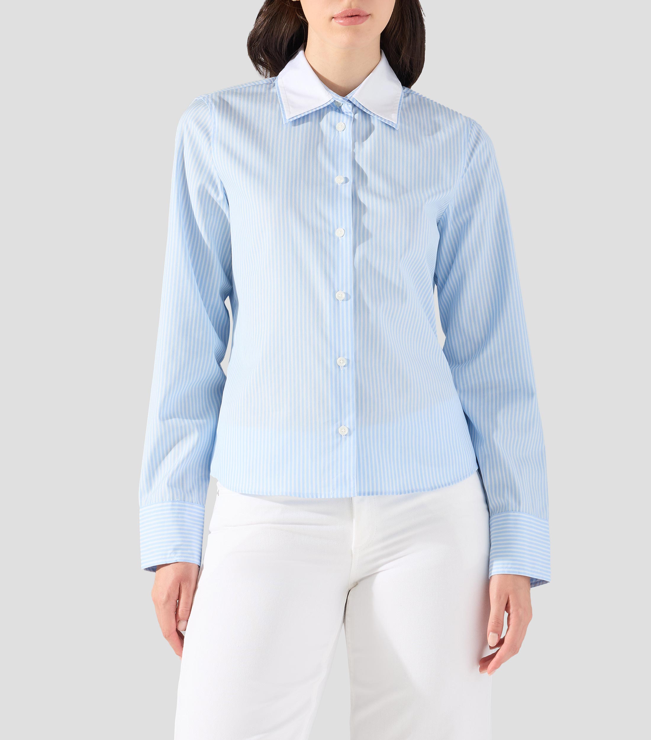 Camisa a rayas manga larga Mujer