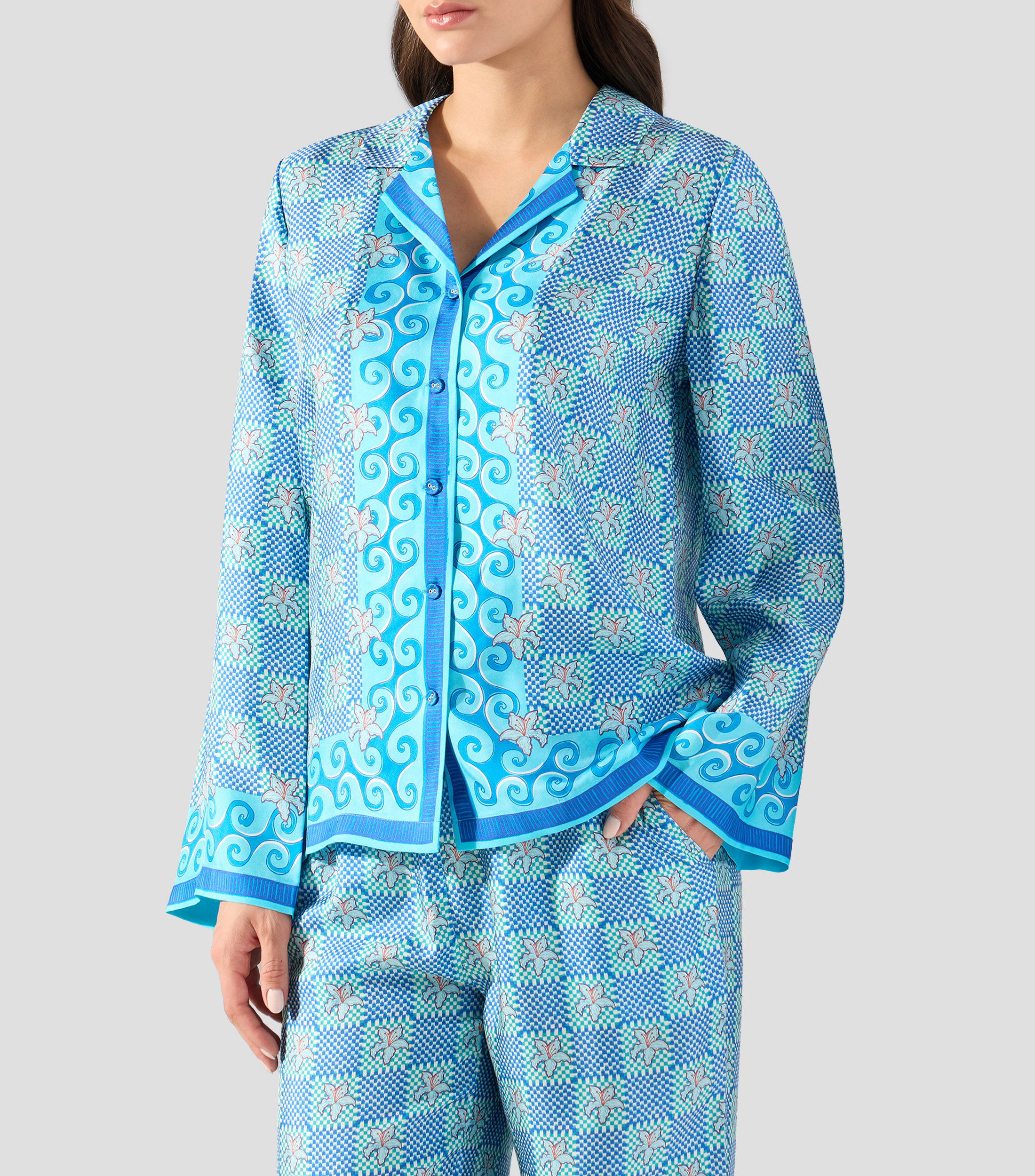 Camisa estampada con manga larga Mujer