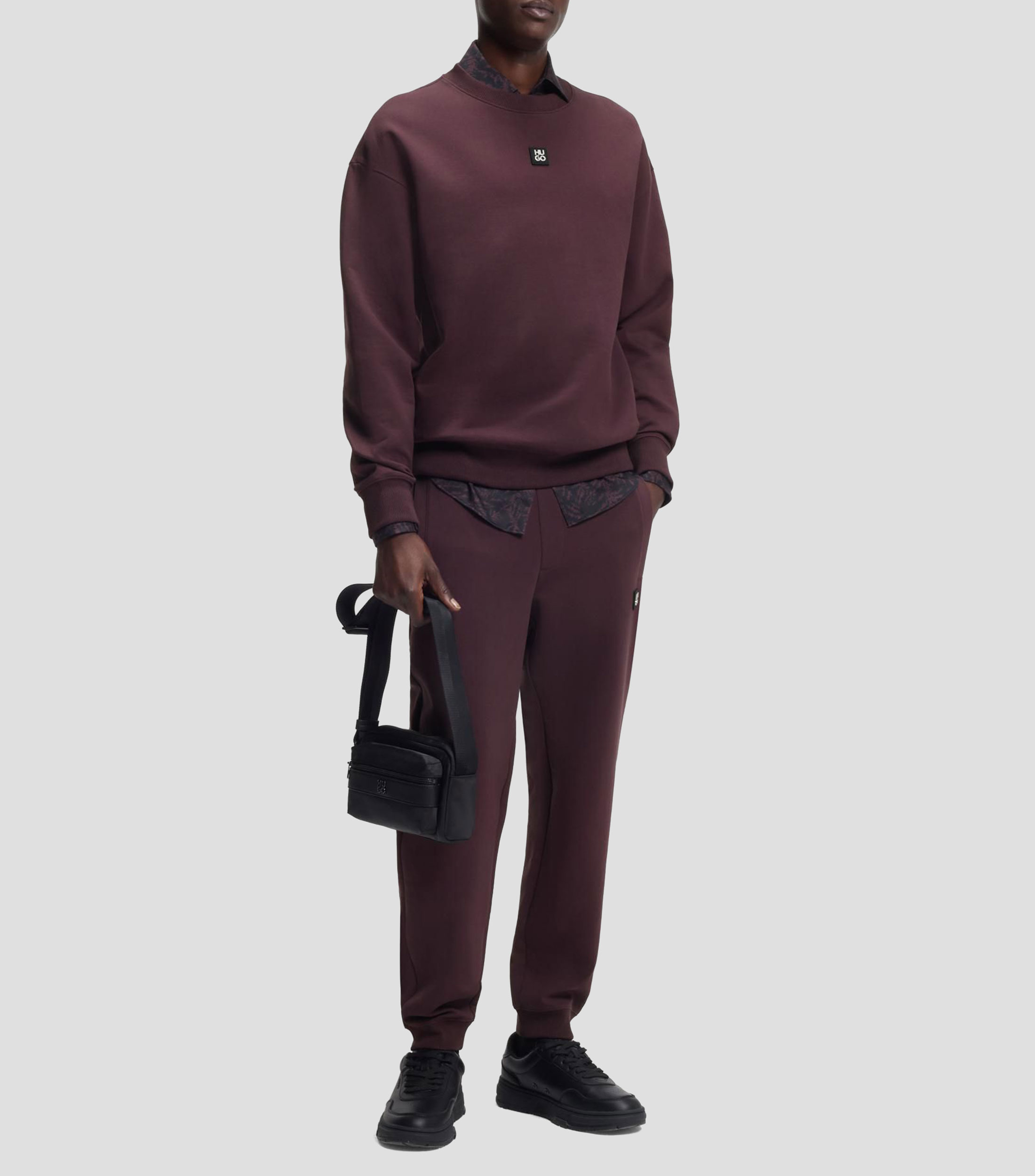 Sudadera de algodón con insignia de logo apilado Hombre