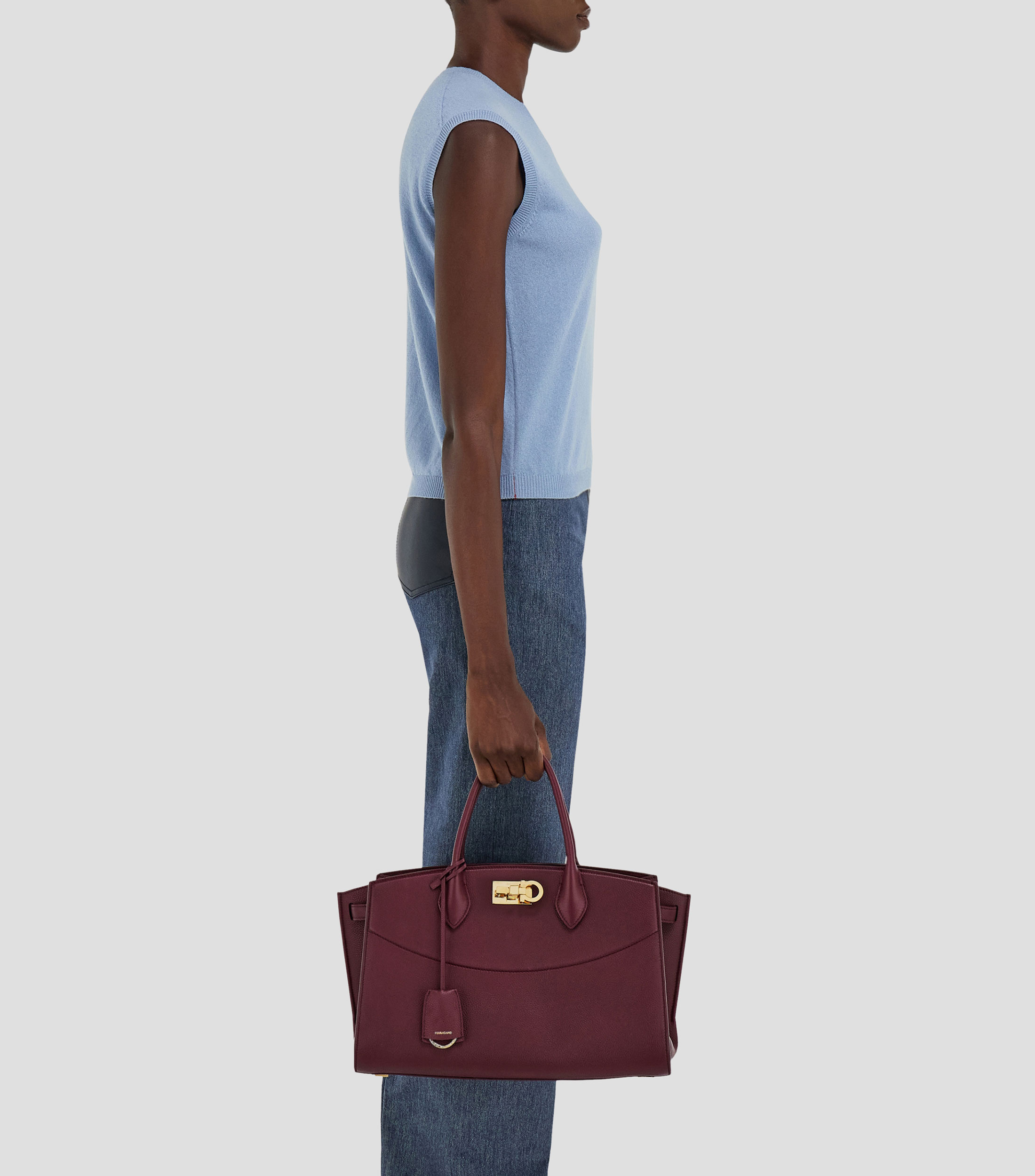 Bolsa shoulder en piel liso Mujer