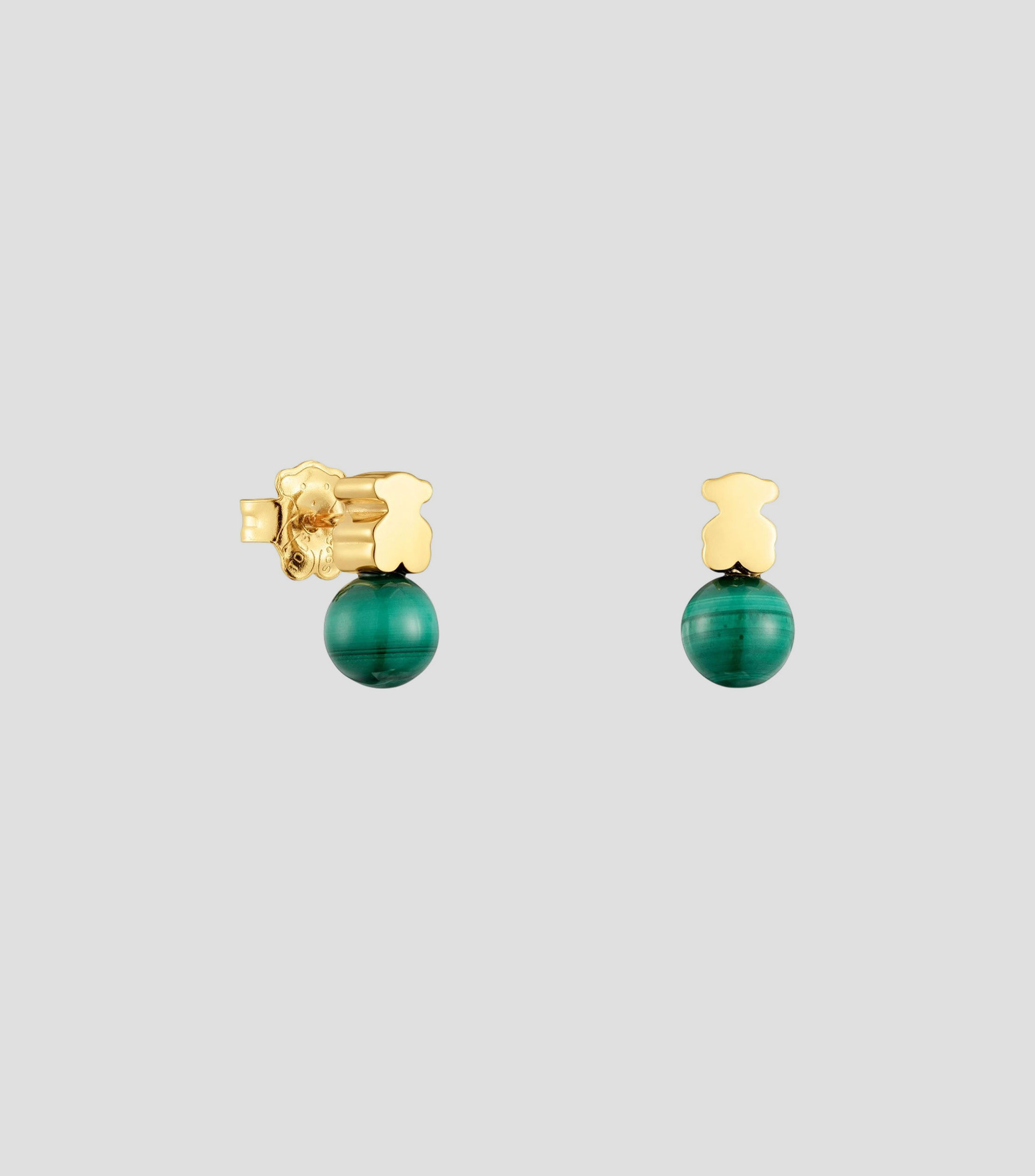 Aretes en plata de oso con malaquita Icon Mesh Mujer
