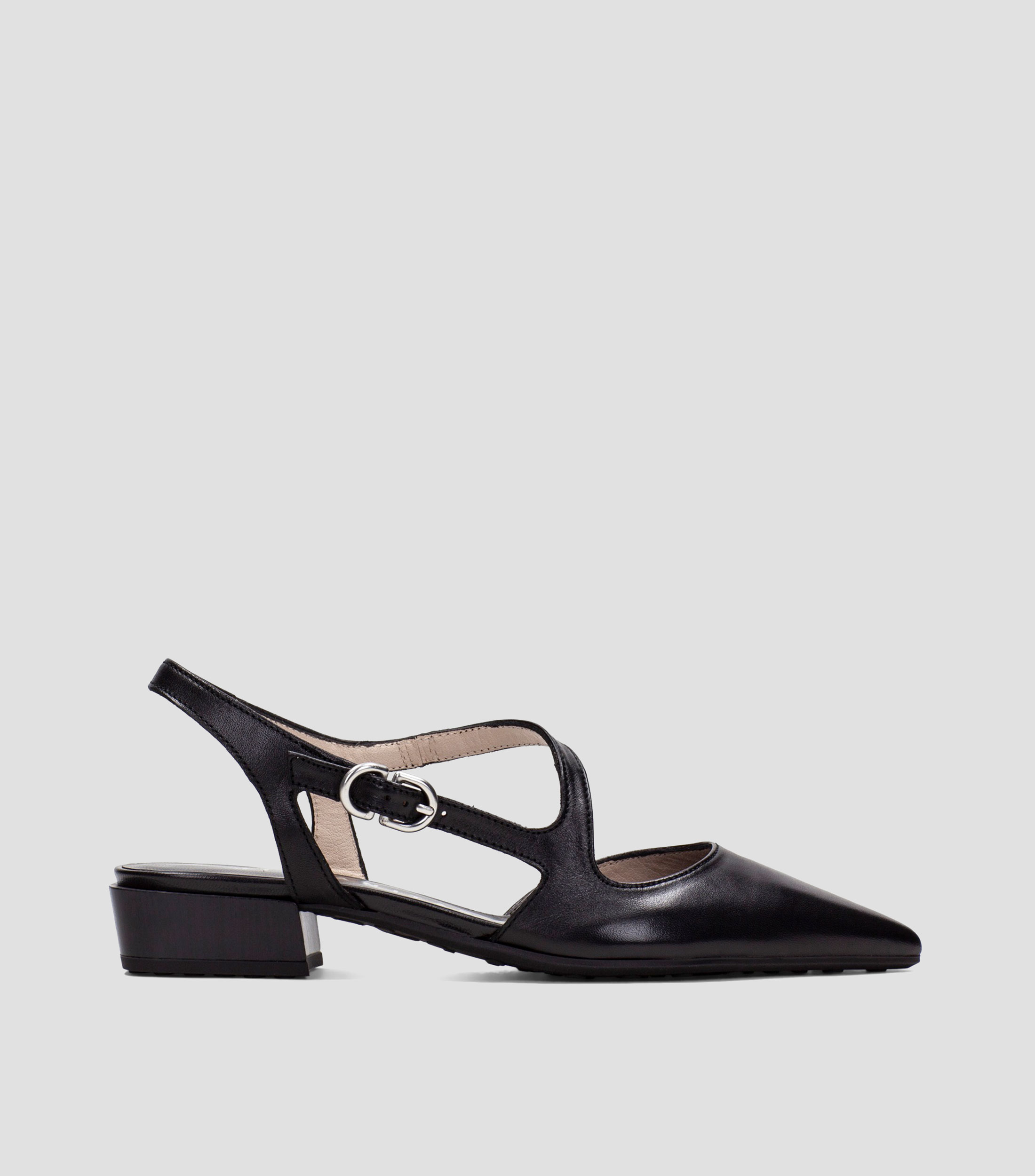 Flats tacón bajo ancho en piel Mujer