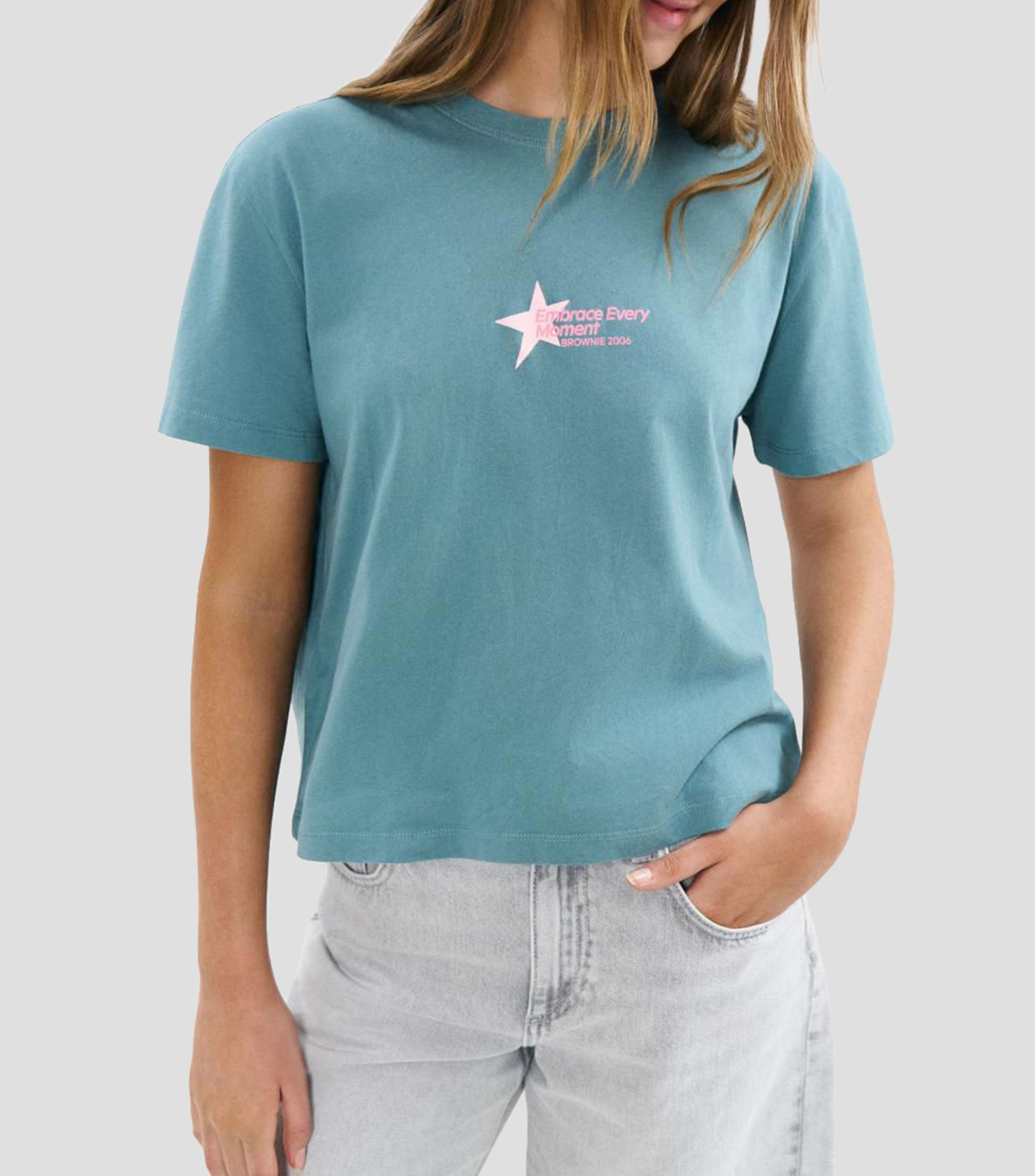 Playera cuello redondo manga corta lisa Mujer