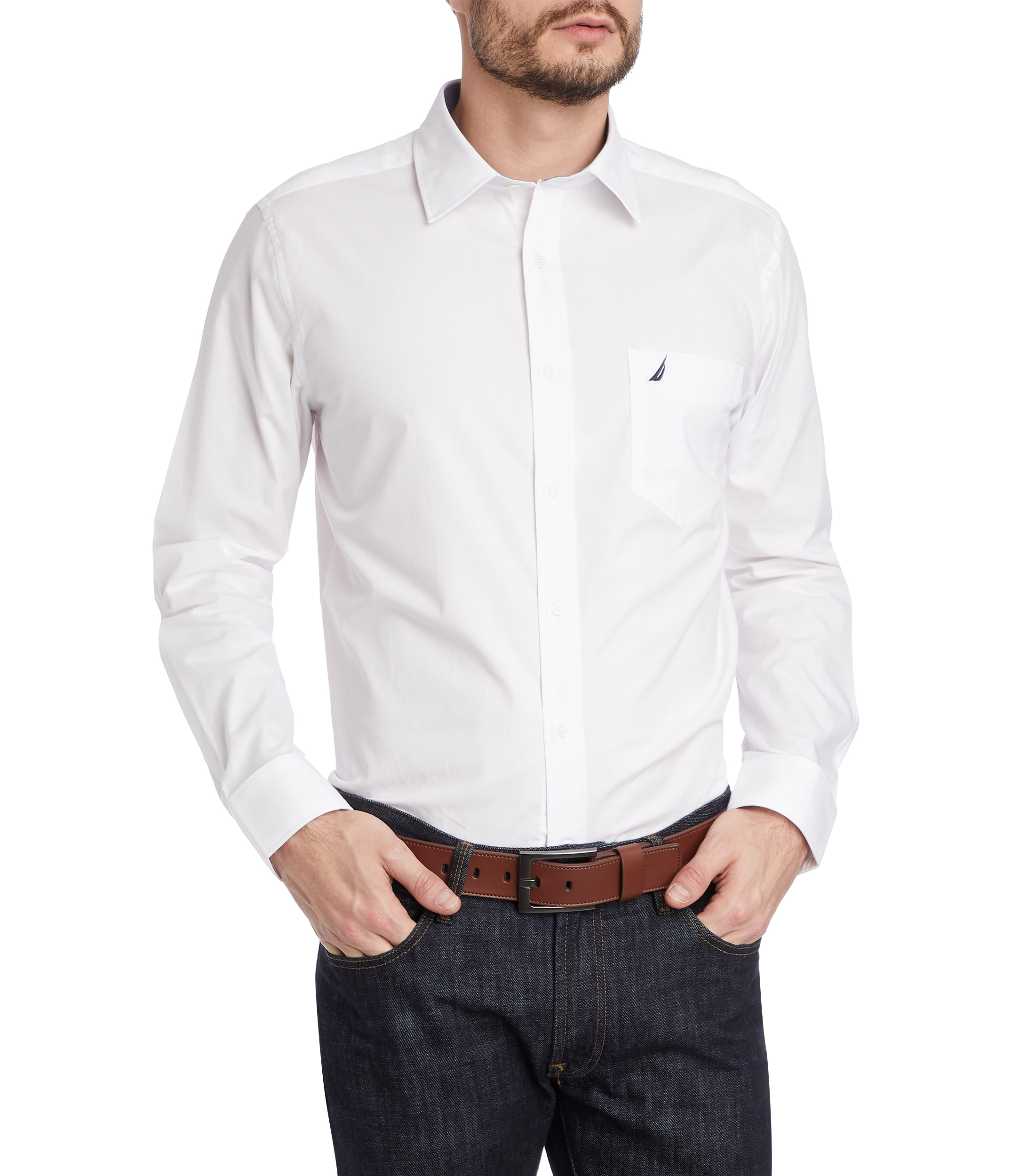 Camisa nautica sale blanca manga larga