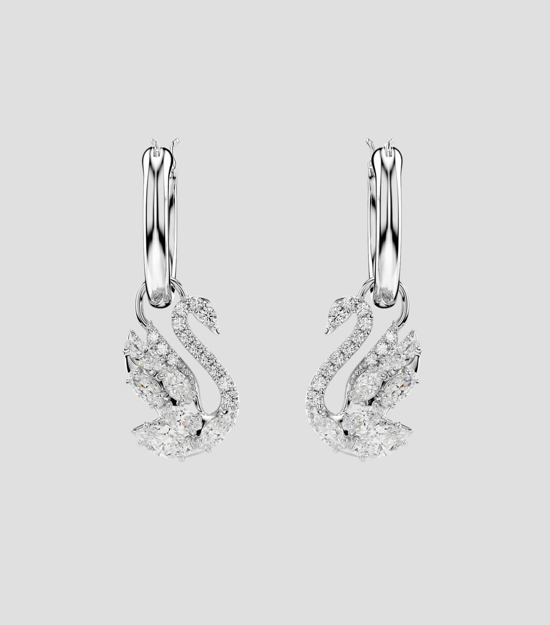 Aretes en forma de cisne con cristales transparentes Swan Mujer