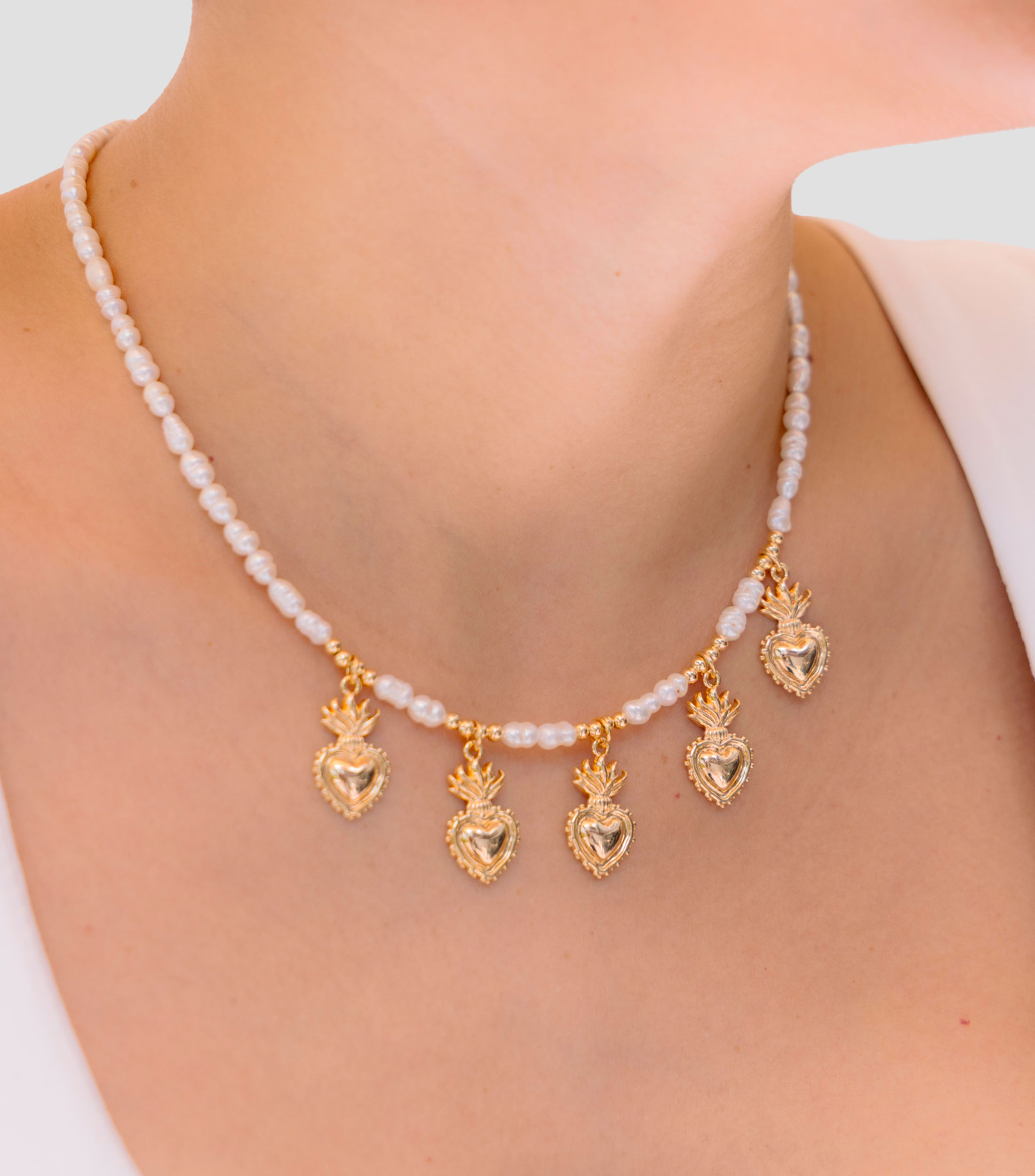 Collar con dijes en forma de corazón Mujer