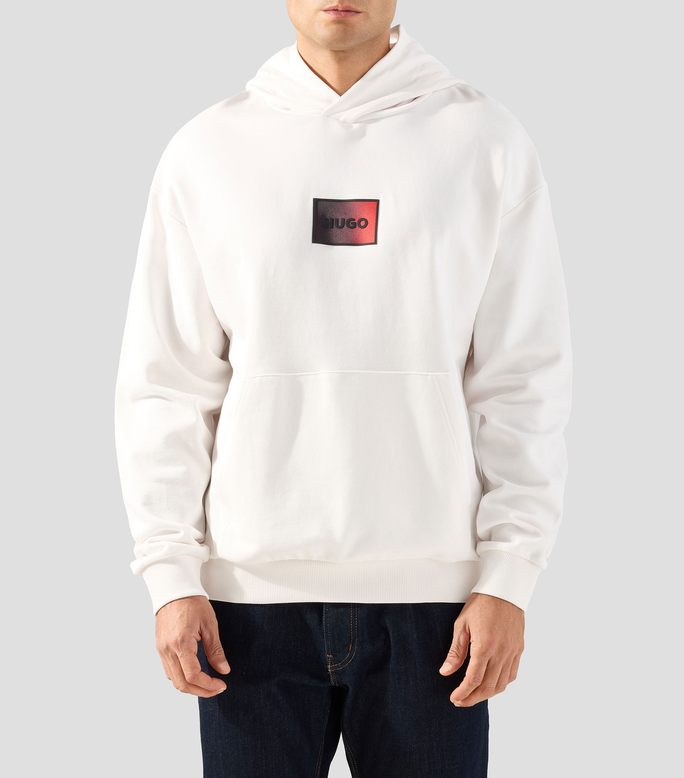 Sudadera con capucha de felpa de algodón con logo degradado Hombre