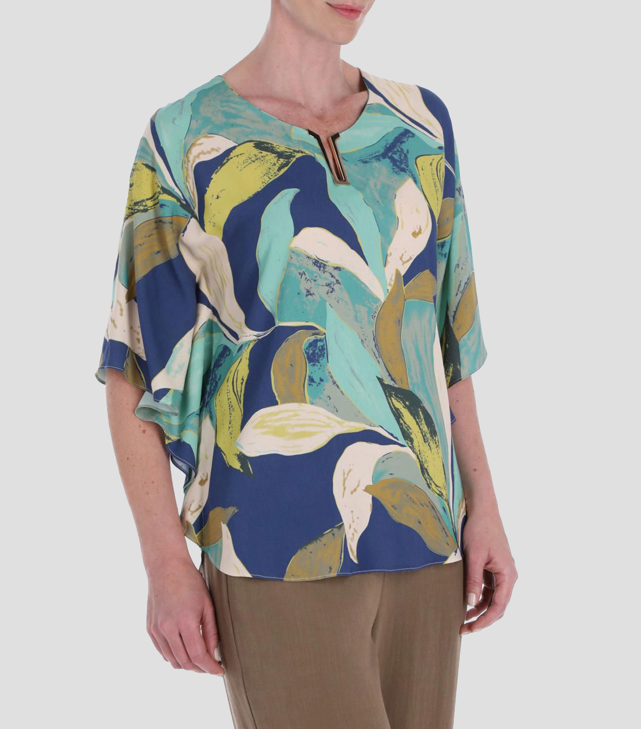 Blusa estampada con manga corta Mujer