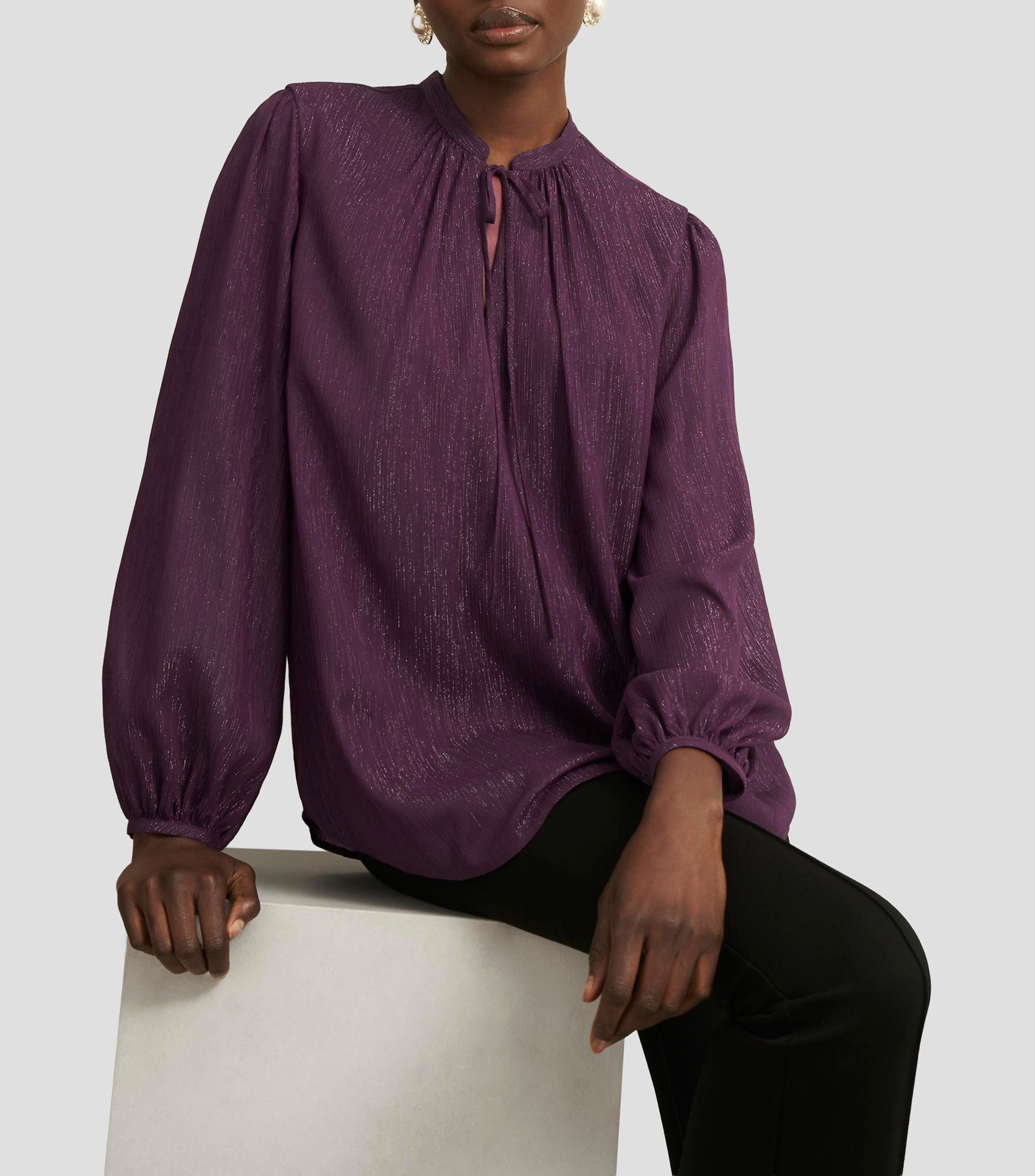 Blusa lisa manga larga Mujer