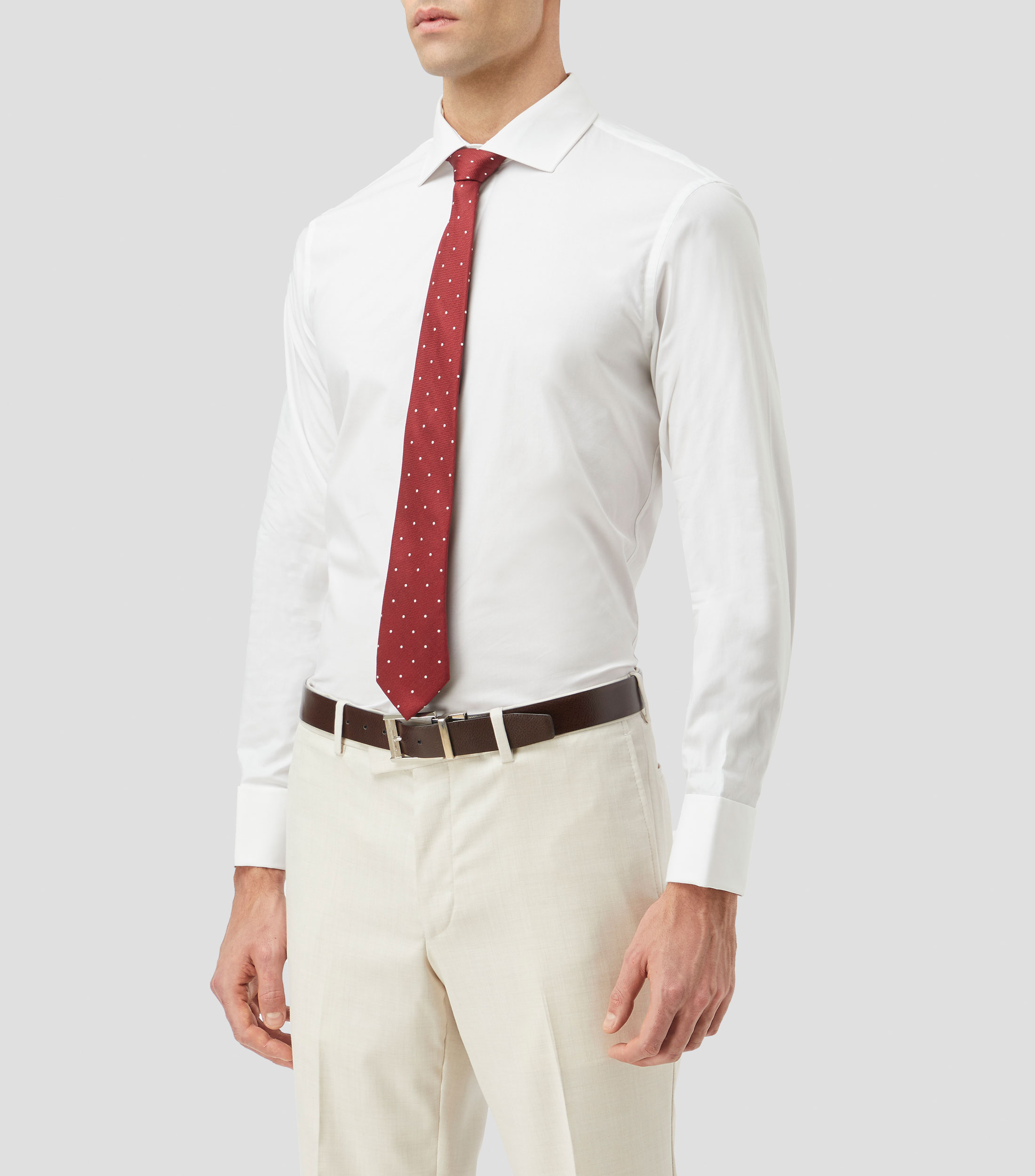 Camisa de vestir lisa con manga larga Hombre