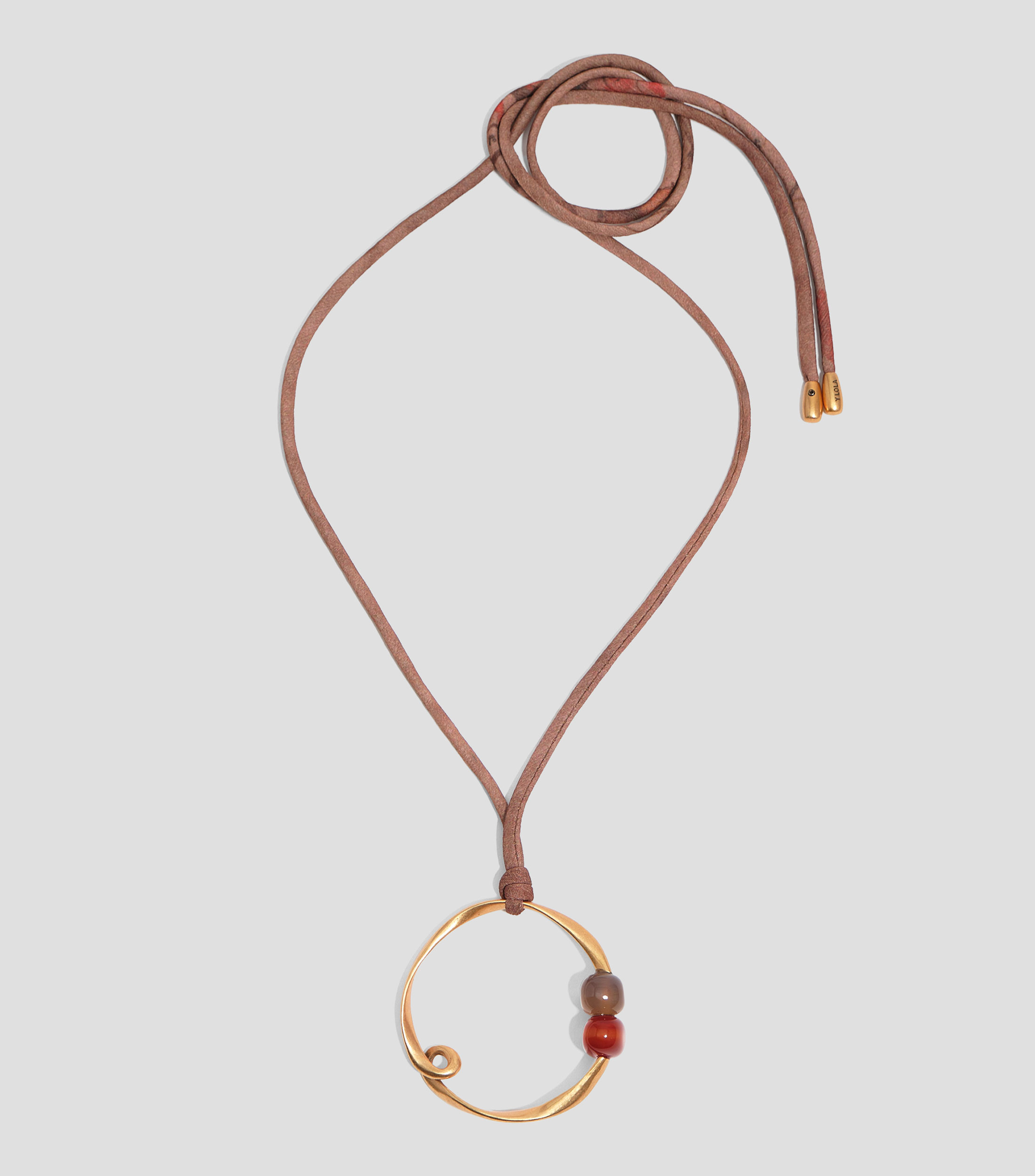 Collar aro irregular y piedras dorado mate Mujer