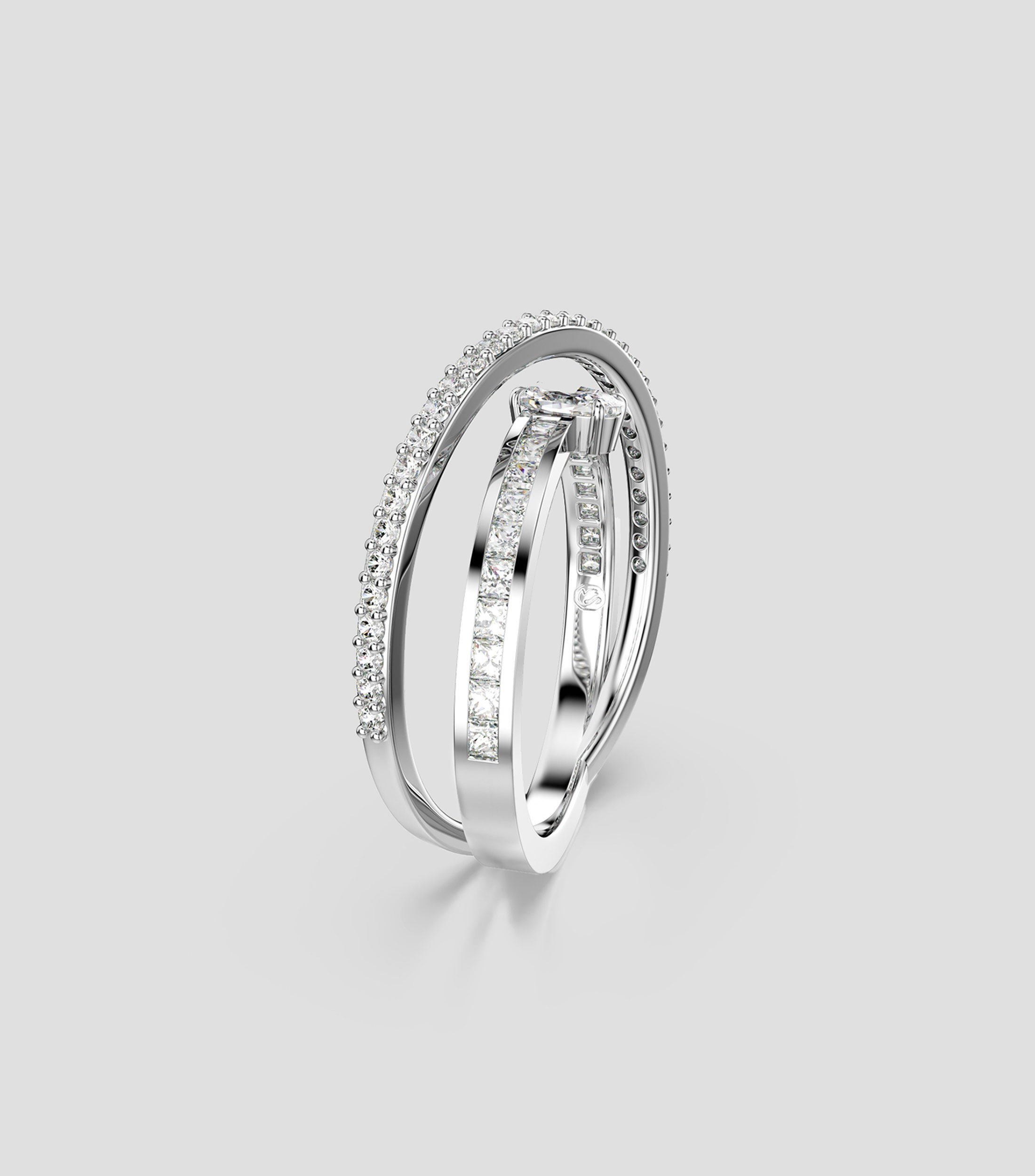 Anillo de dos bandas con zirconias Hyperbola Unisex