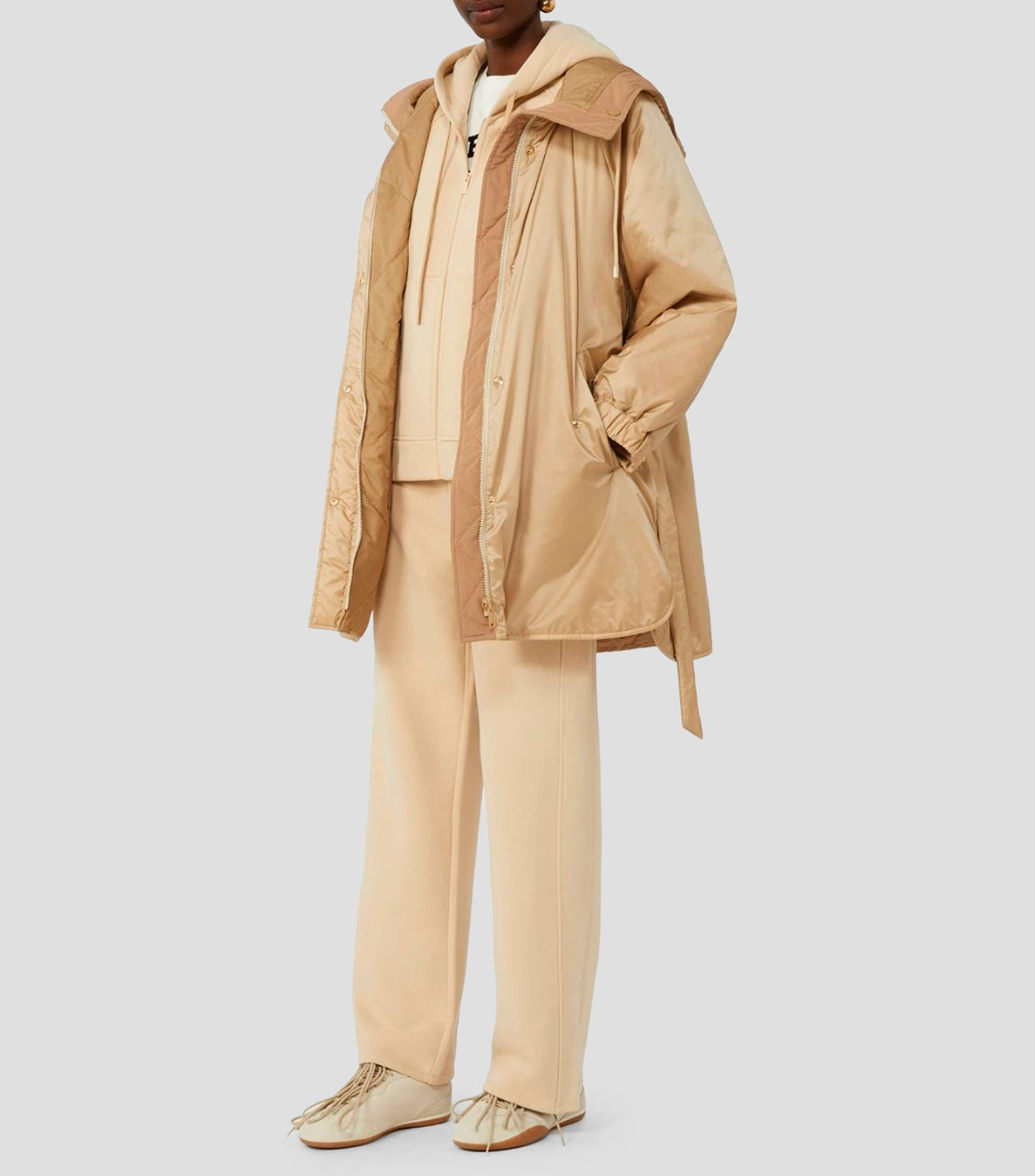Sudadera con capucha y cremallera liso Mujer