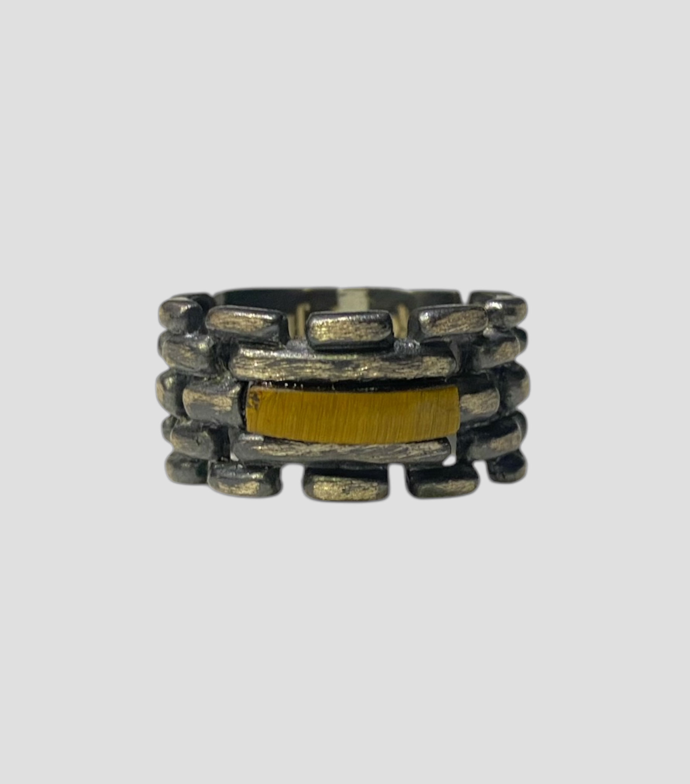 Anillo en plata .925 con piedra de ojo de tigre Unisex